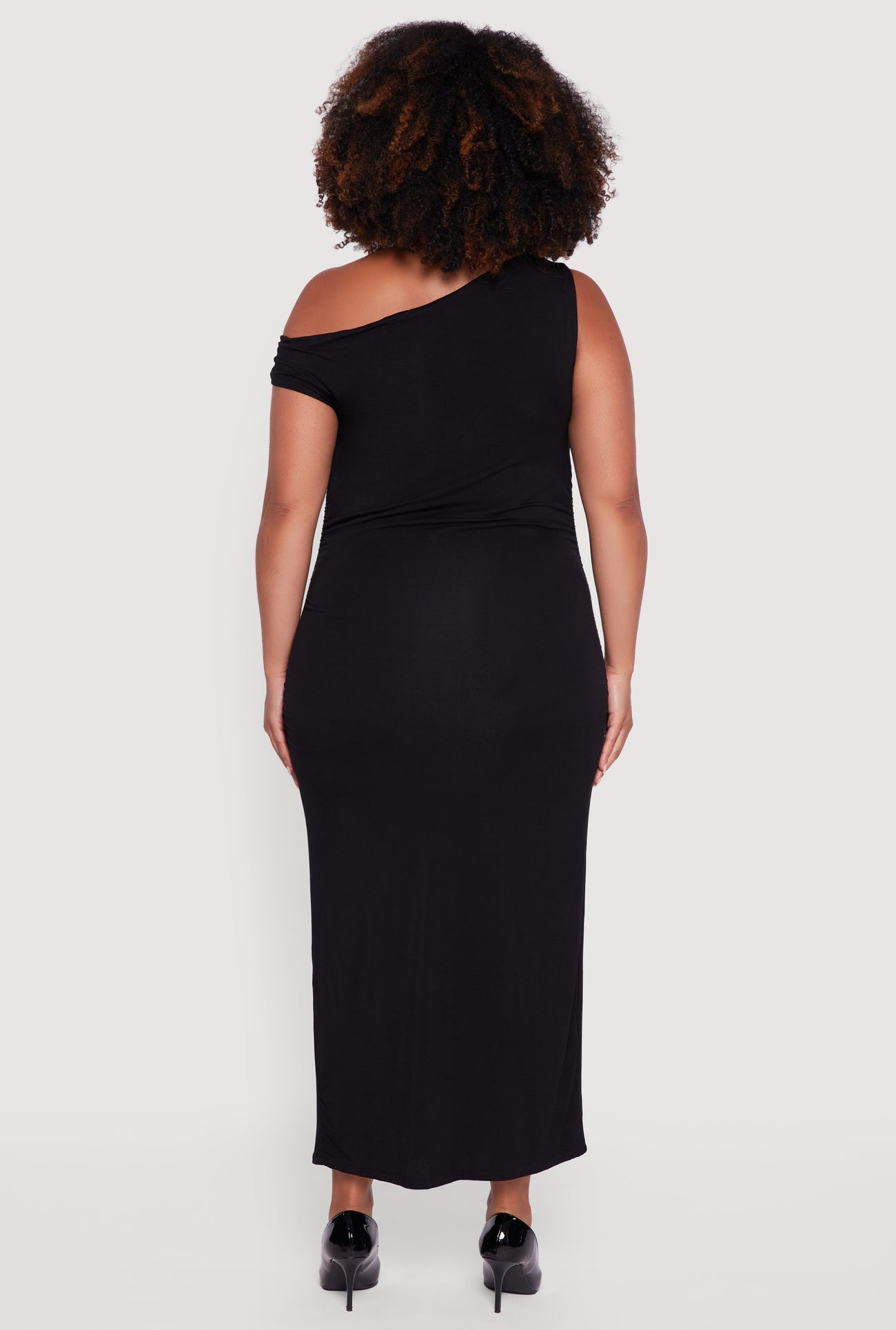 Plus Size Elegant Ruched One Shoulder Dress