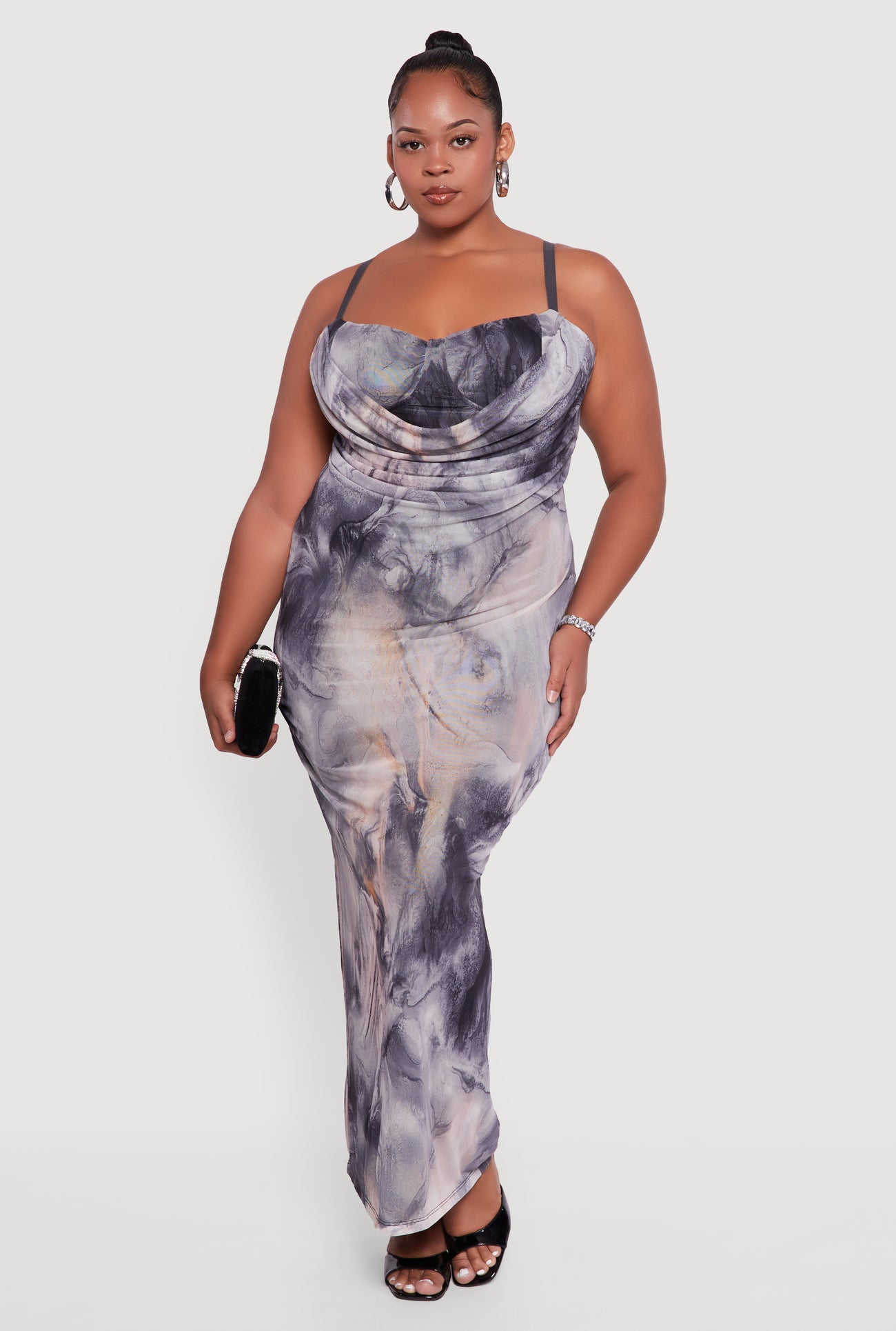 Plus Size Mesh Padded Cup Sweetheart Bustier Dress