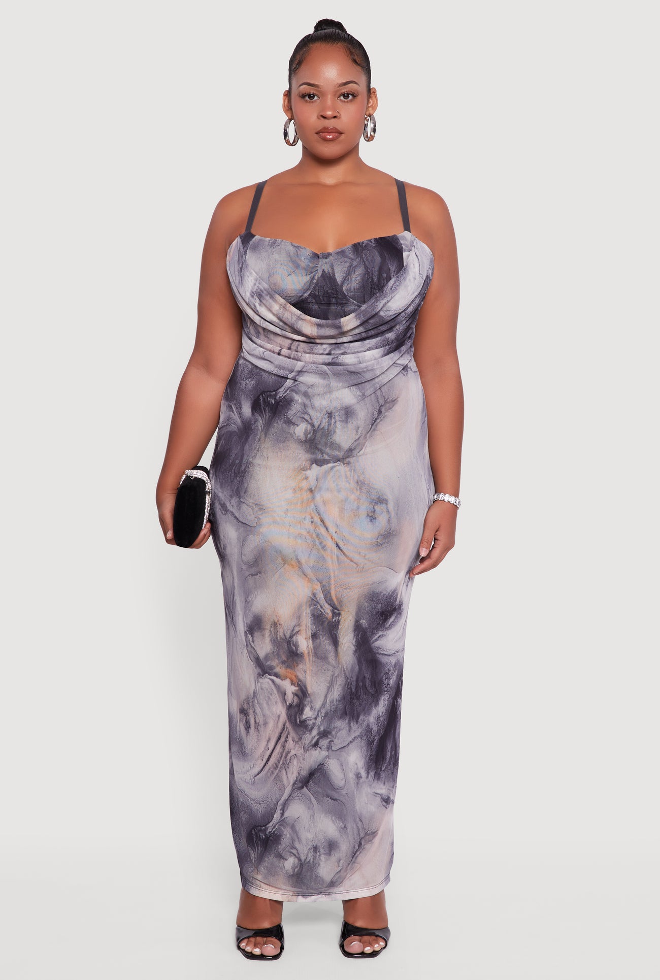 Plus Size Mesh Padded Cup Sweetheart Bustier Dress
