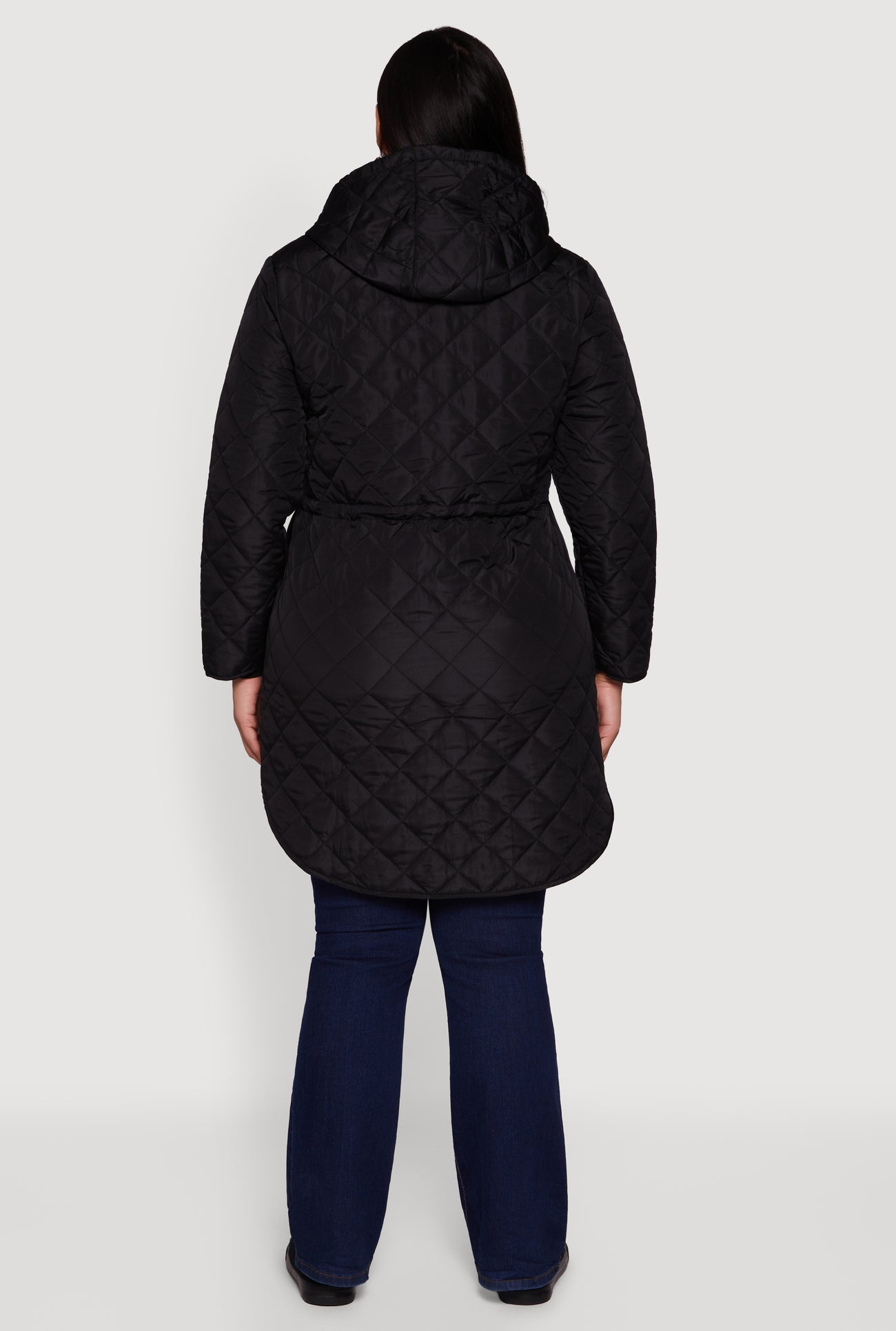 Plus Size Hooded Snap Button Front Quilted Anorak Jacket