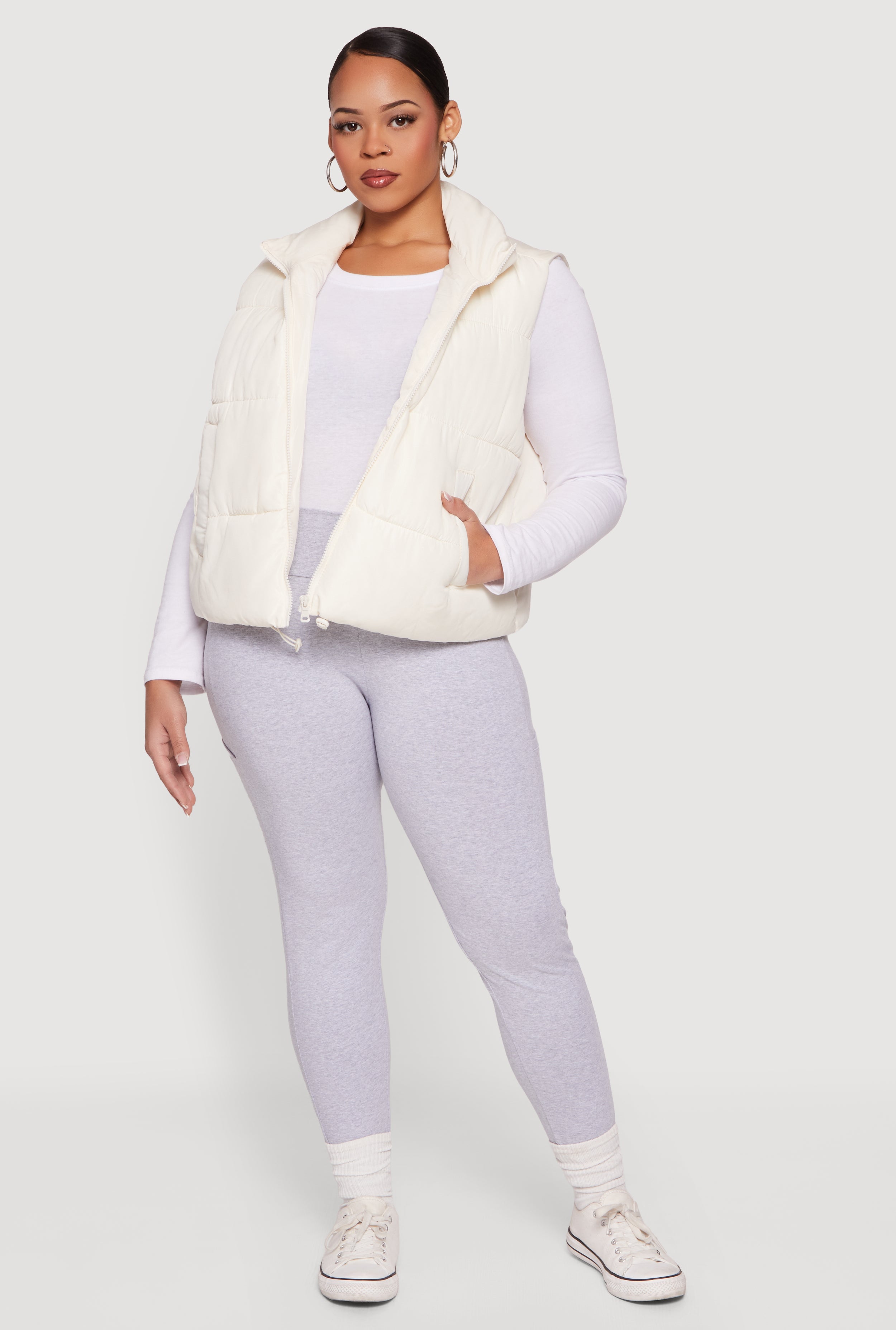 Plus Size Almost Famous Zip Front Puffer Vest