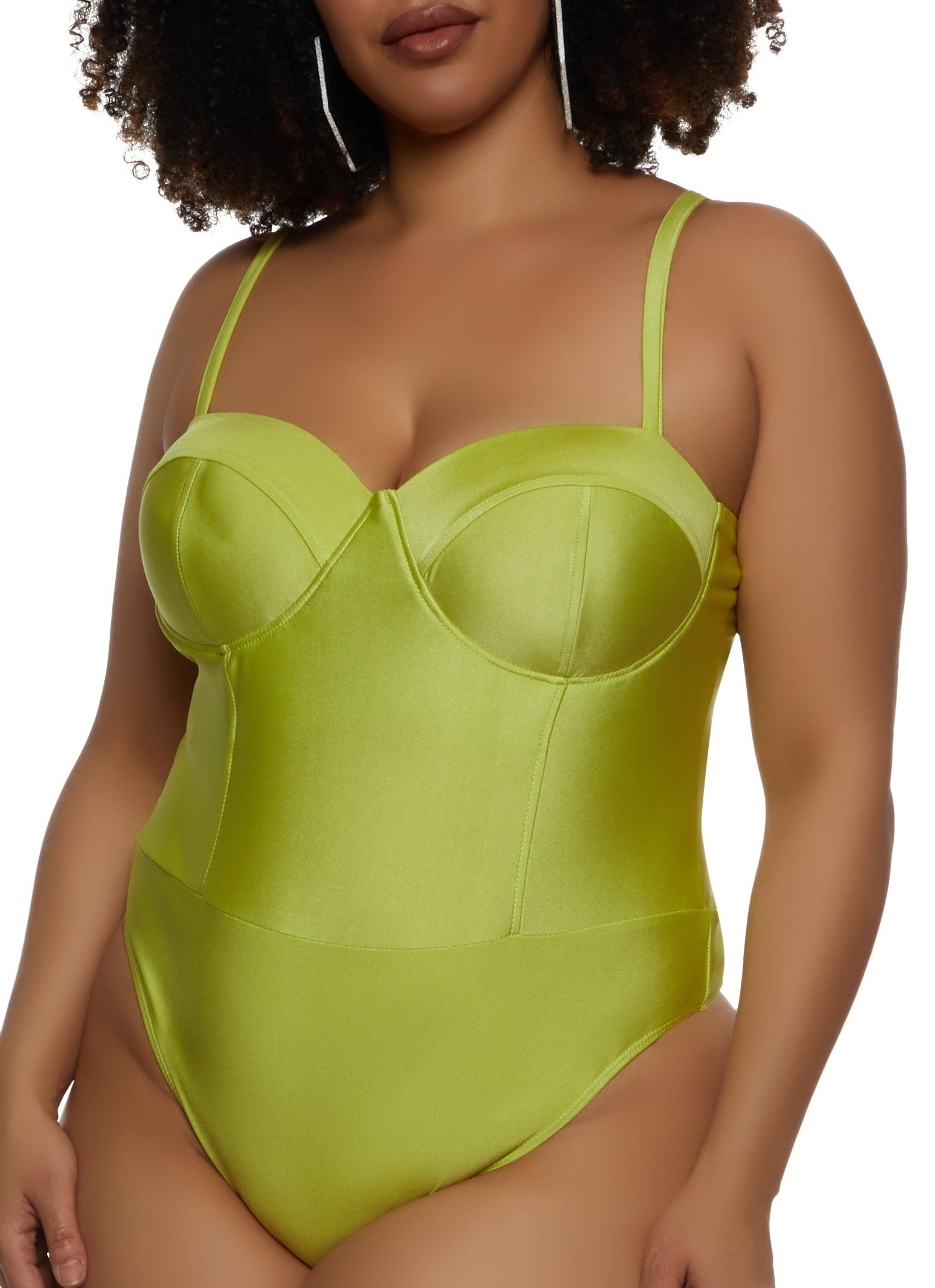 Plus Size Bustier Bodysuit - Lime