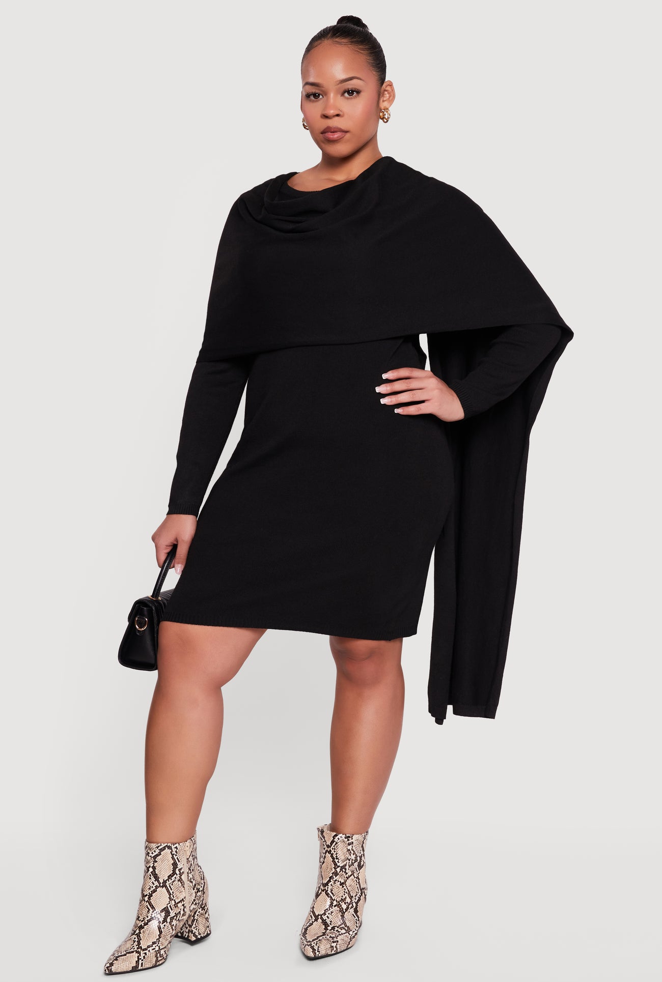Plus Size Almost Famous Sweater Dress with Removable Scarf Plus Size Almost Famous Sweater Dress with Removable Scarf