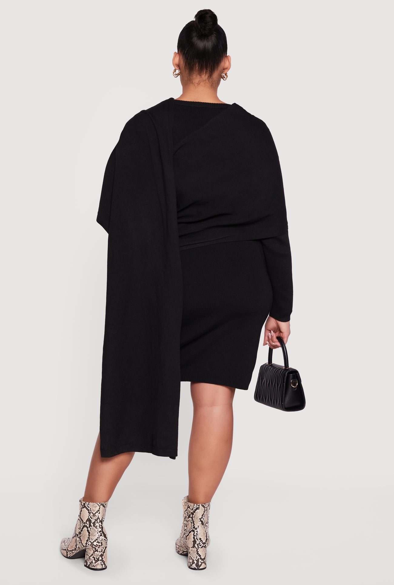 navy blue dress for baby girl Plus Size Long Sleeve Sweater Dress