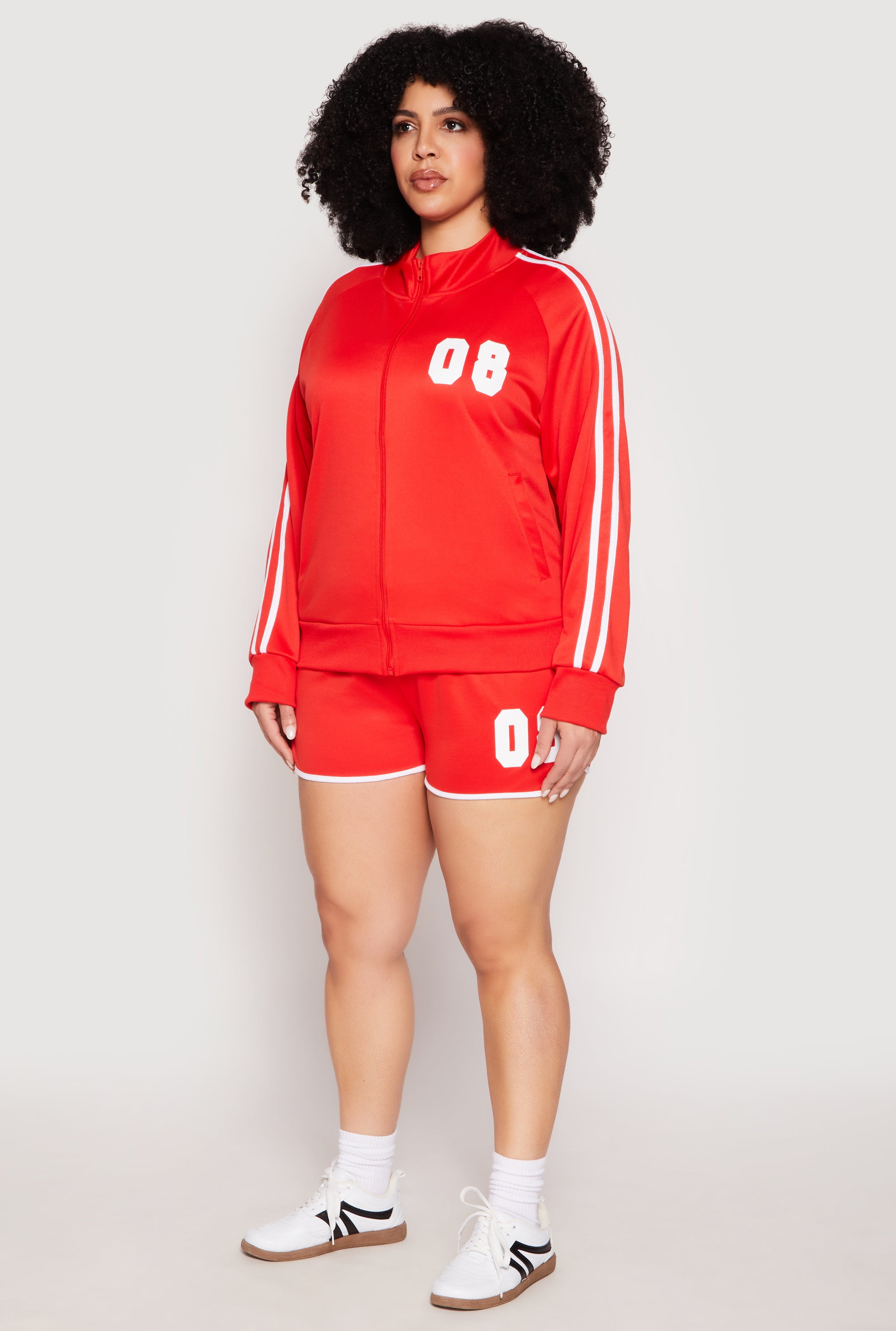Plus Size 08 Varsity Stripe Track Jacket Plus Size 08 Varsity Stripe Track Jacket