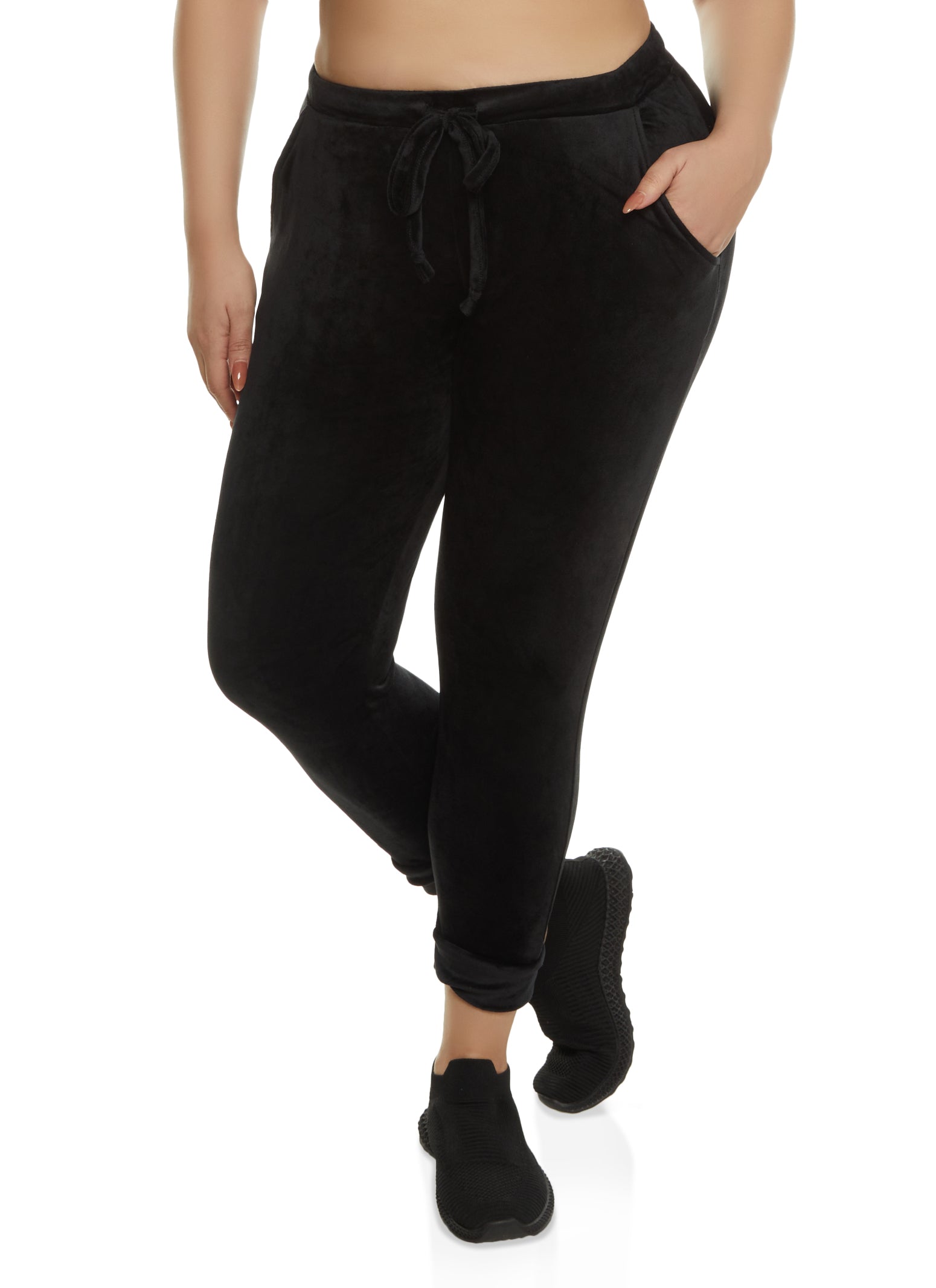 Plus Size Velour High Waisted Joggers