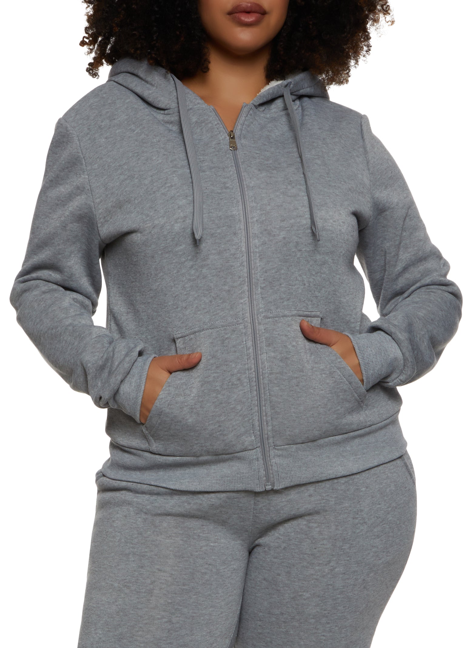 Plus size sherpa lined hoodie Clearance