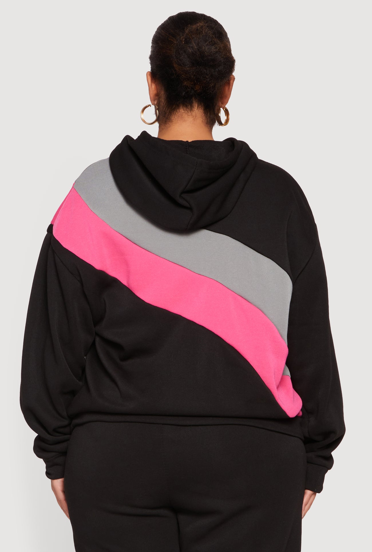 Plus Size Color Block Pullover Hoodie
