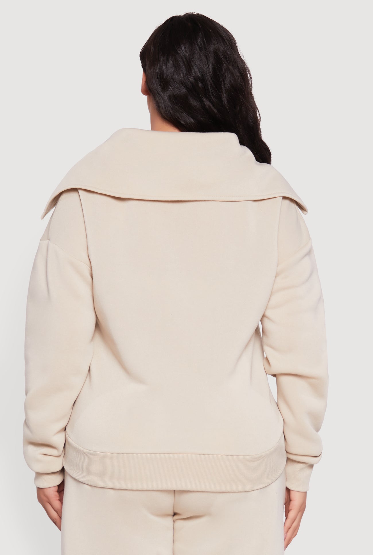 Plus Size Fleece Collared Quarter Zip Pullover Sweatshirt