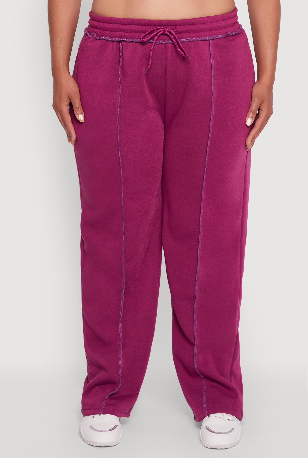 Plus Size High Waisted Wide Leg Fleece Sweatpants