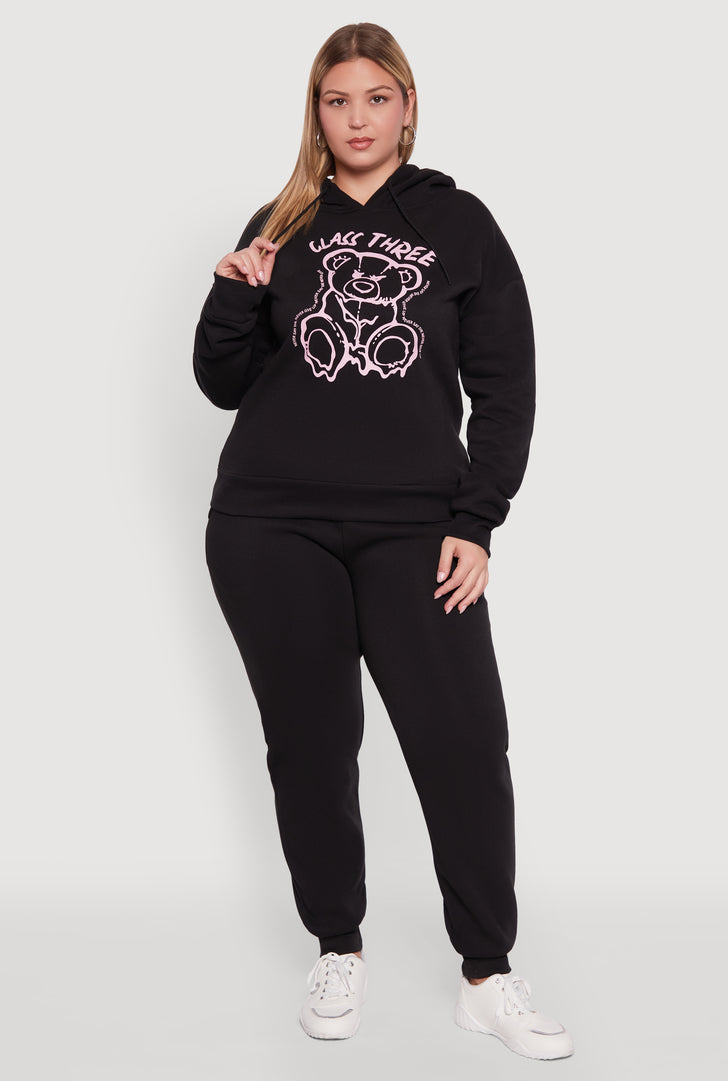 Plus Size High Waisted Fleece Drawstring Waist Joggers