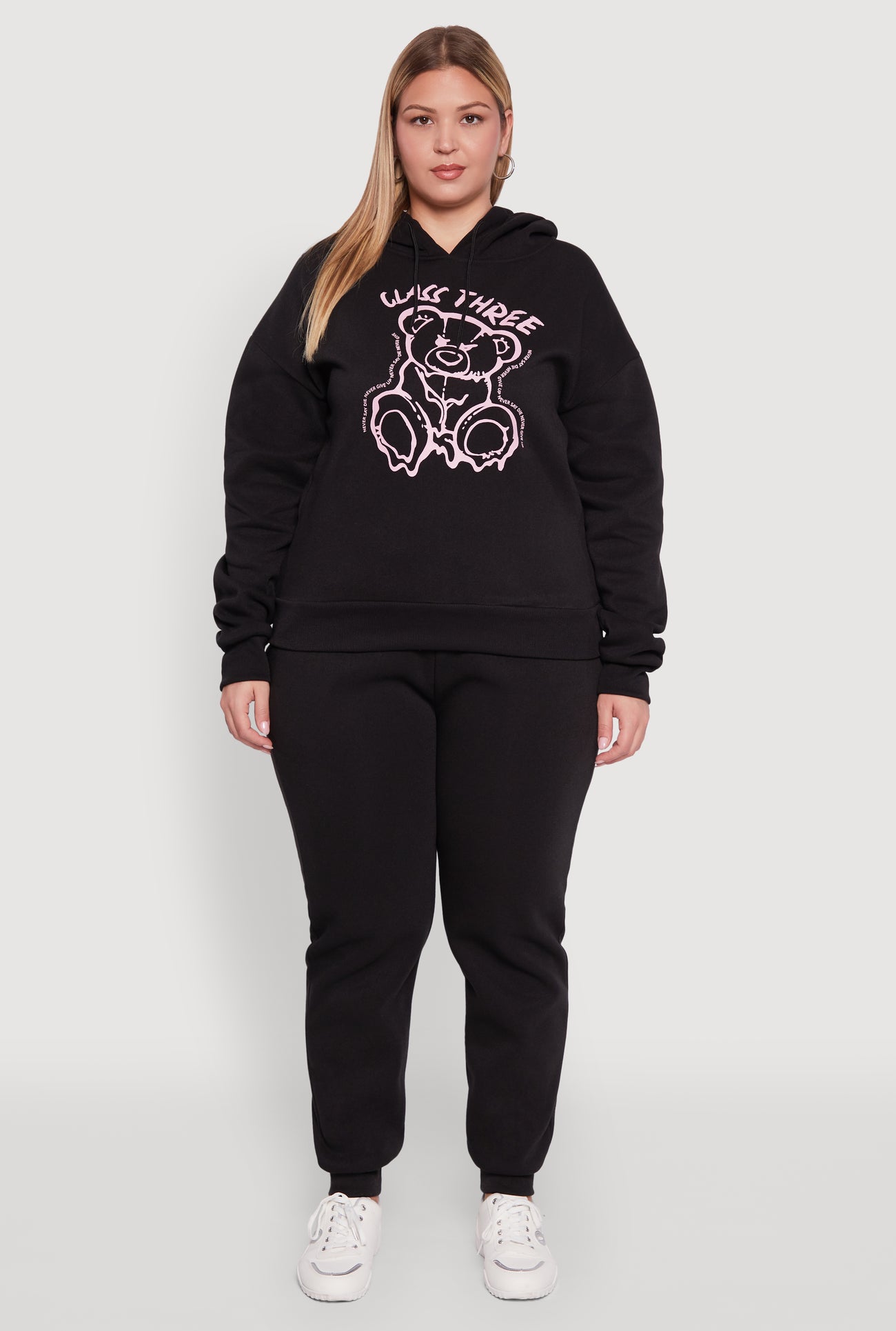 Plus Size High Waisted Fleece Drawstring Waist Joggers