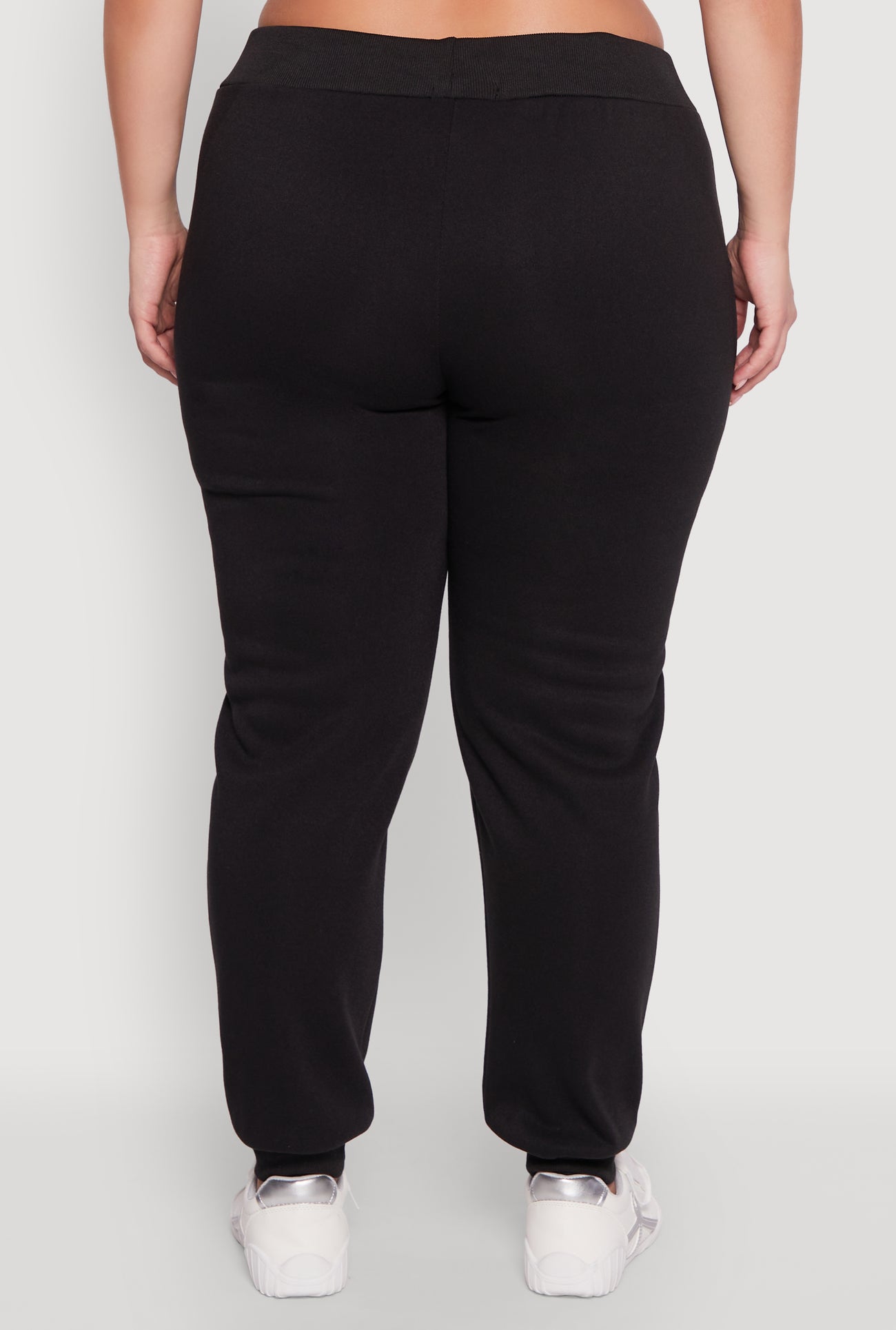 Plus Size High Waisted Fleece Drawstring Waist Joggers