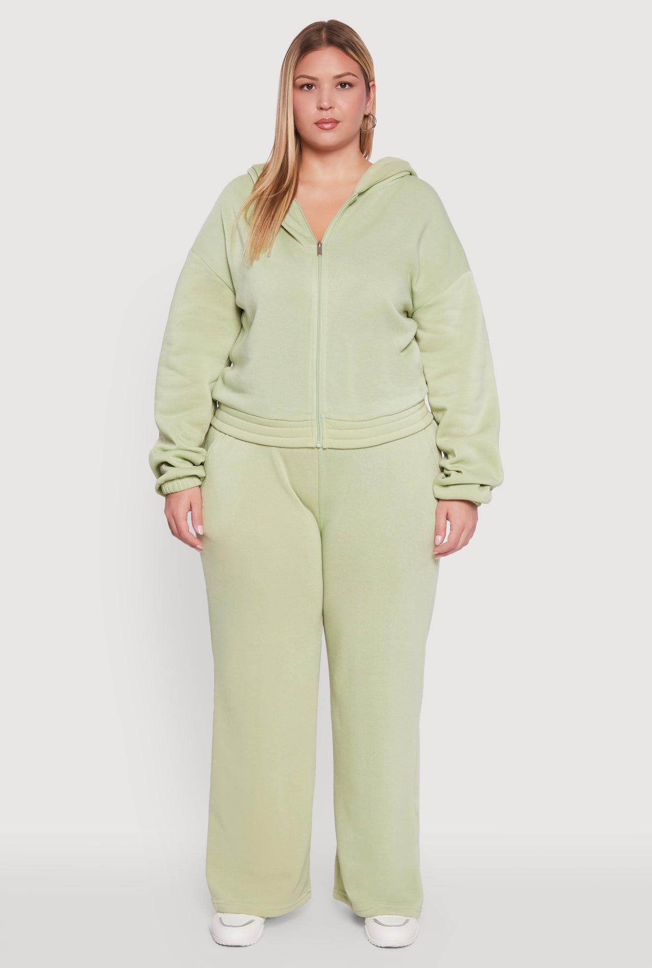 Plus Size Fleece High Waisted Wide Leg Sweatpants