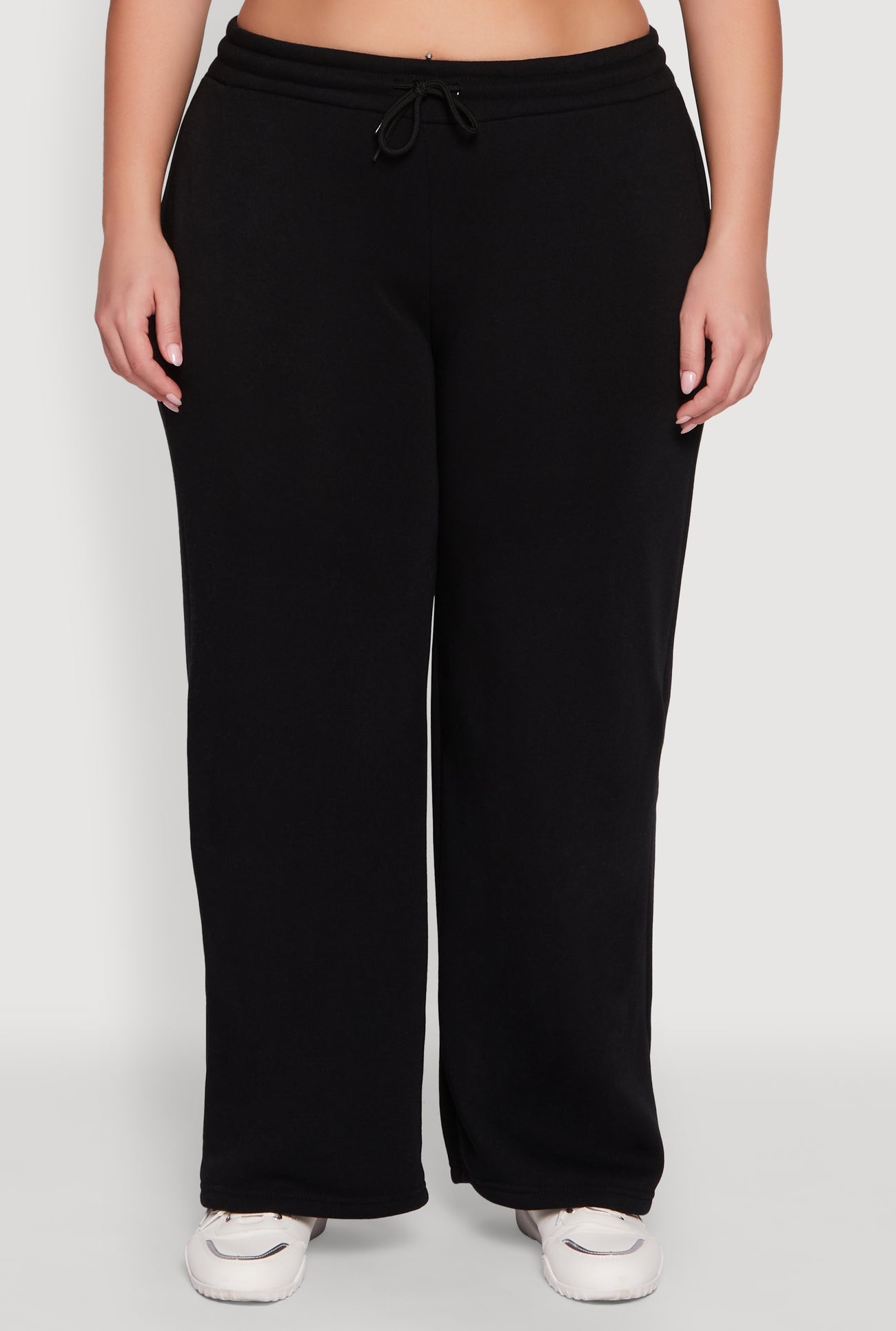 Plus Size Drawstring Waist Wide Leg Sweatpants
