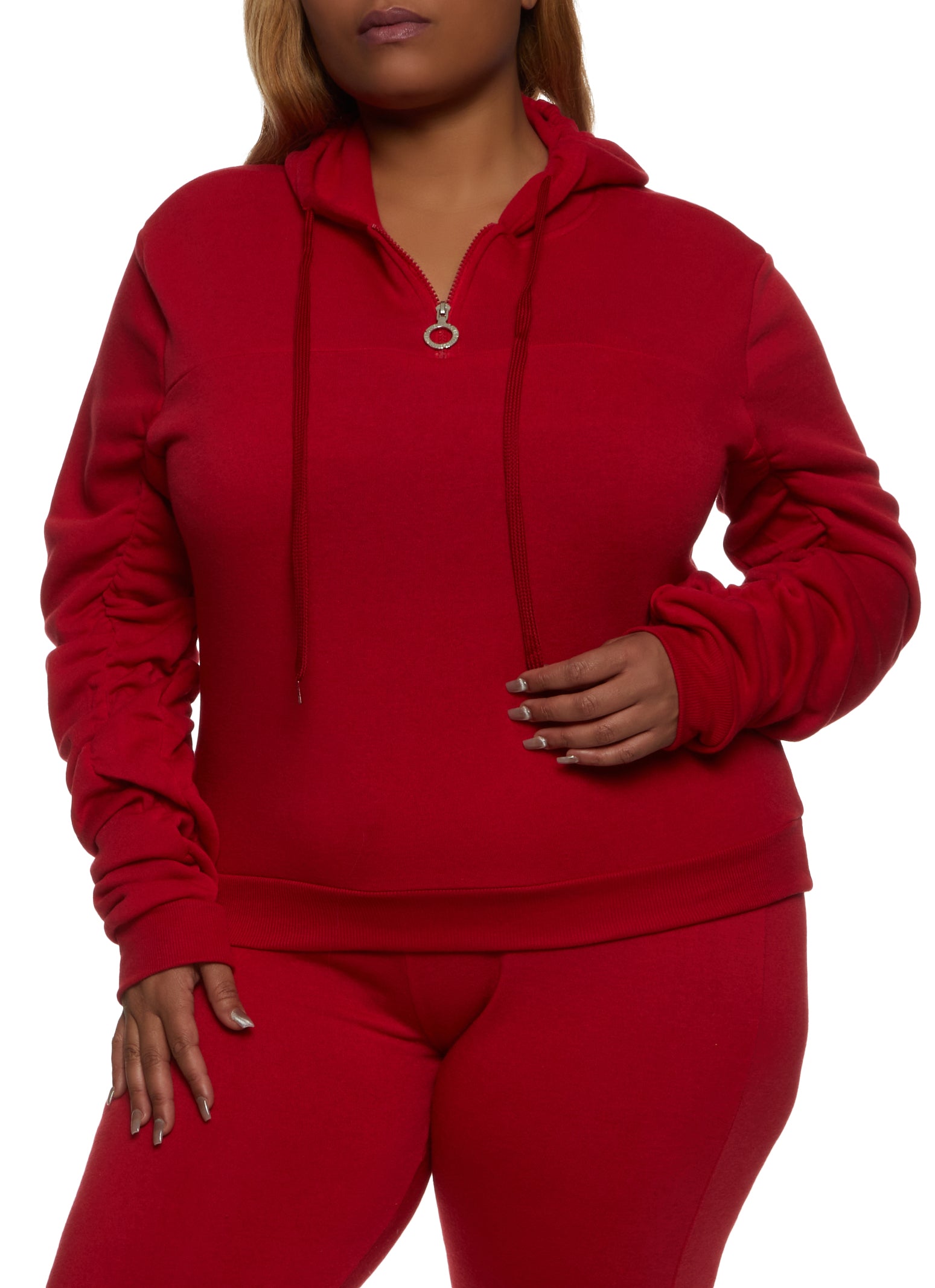 Plus size red zip up hoodie Clearance