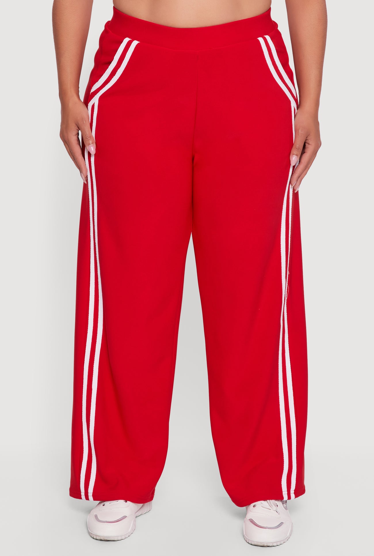 Plus Size Varsity Stripe Pull On Track Pants