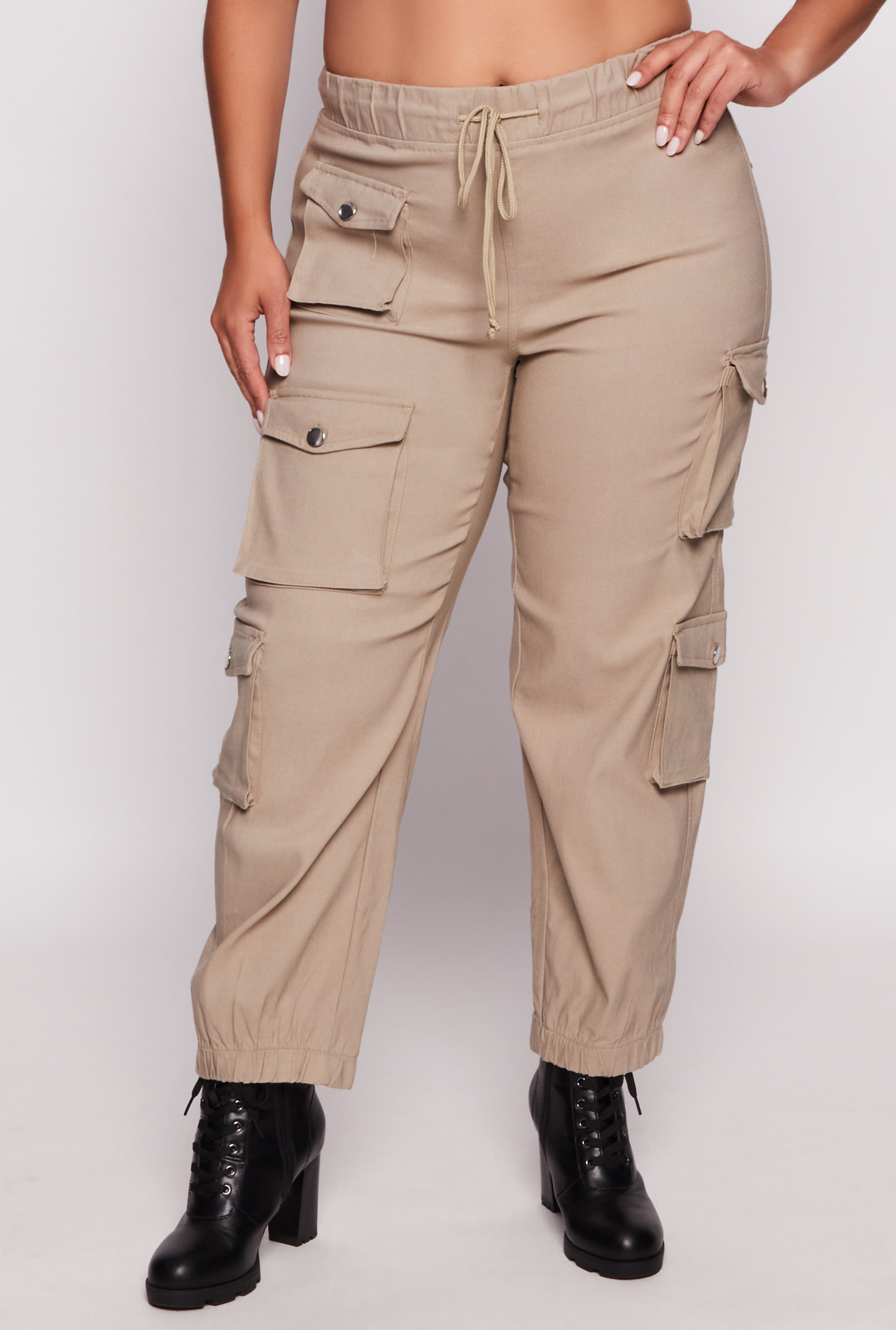 Plus Size High Waisted Cargo Joggers