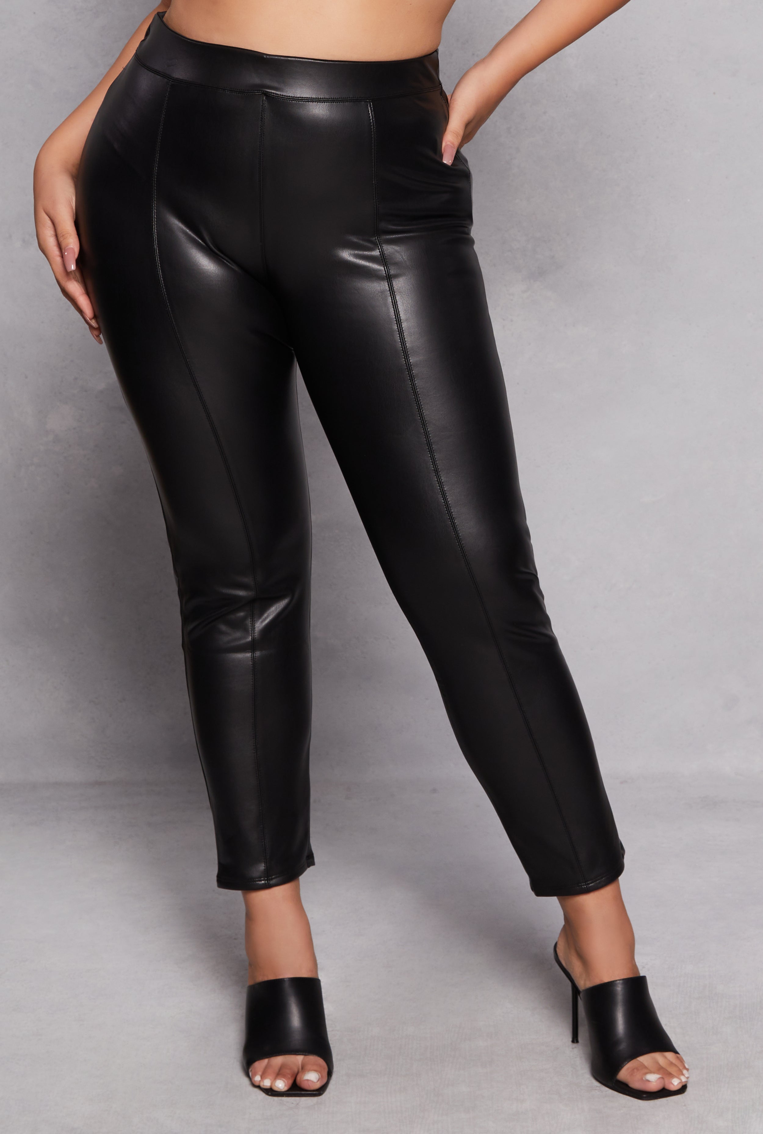 ELENDEEK FAUX LEATHER LEGGINGS ブラック 02