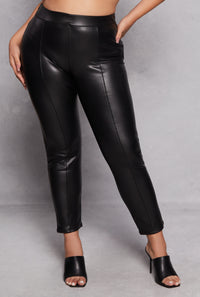 Plus Size Faux Leather High Waisted Leggings