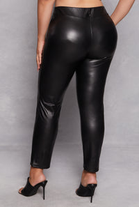 Plus Size Faux Leather High Waisted Leggings