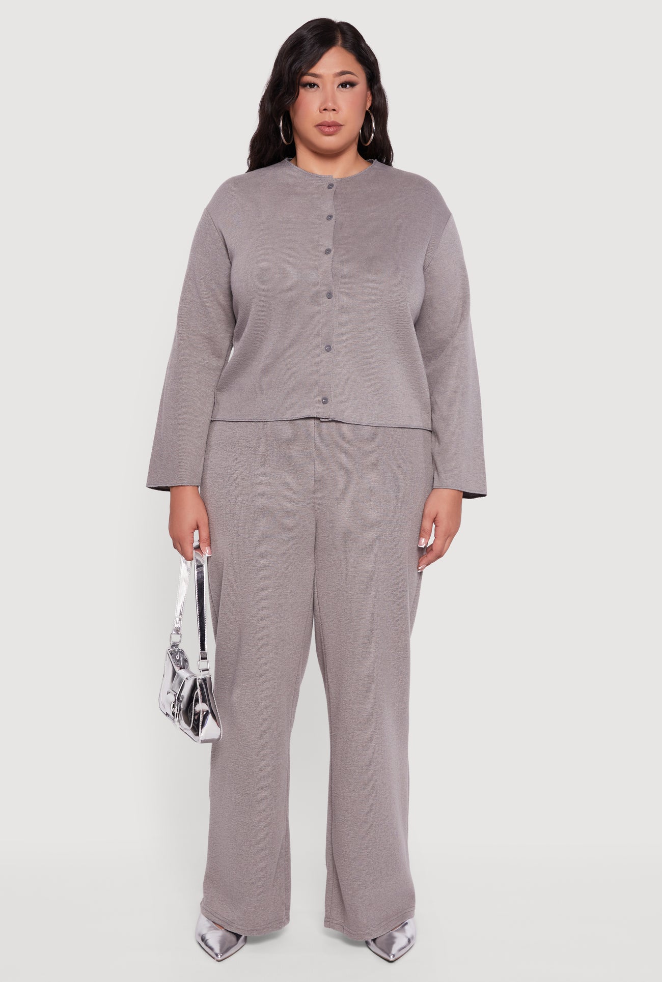 Plus Size Classic Fit Button Front Cardigan