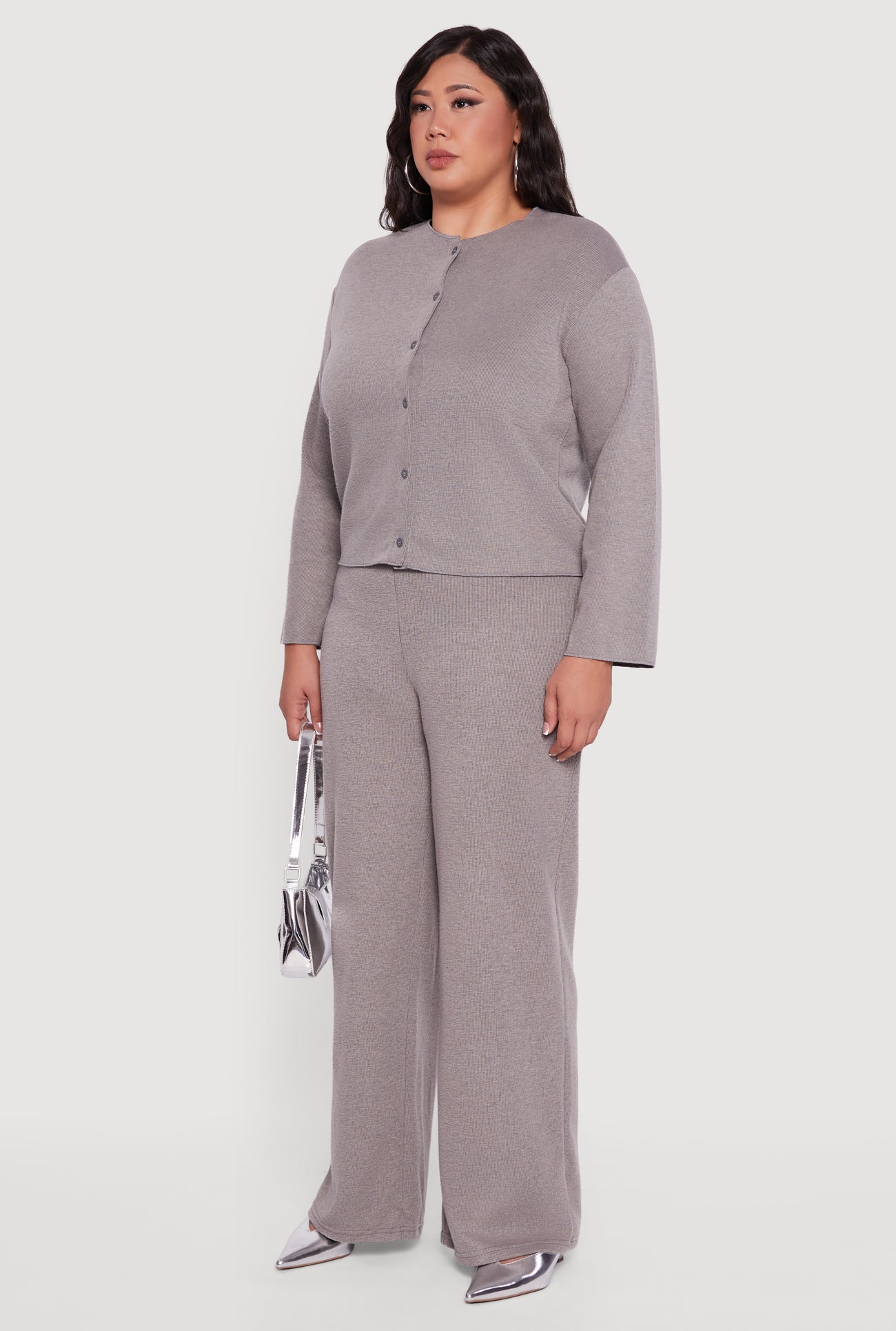 Plus Size Classic Fit Button Front Cardigan