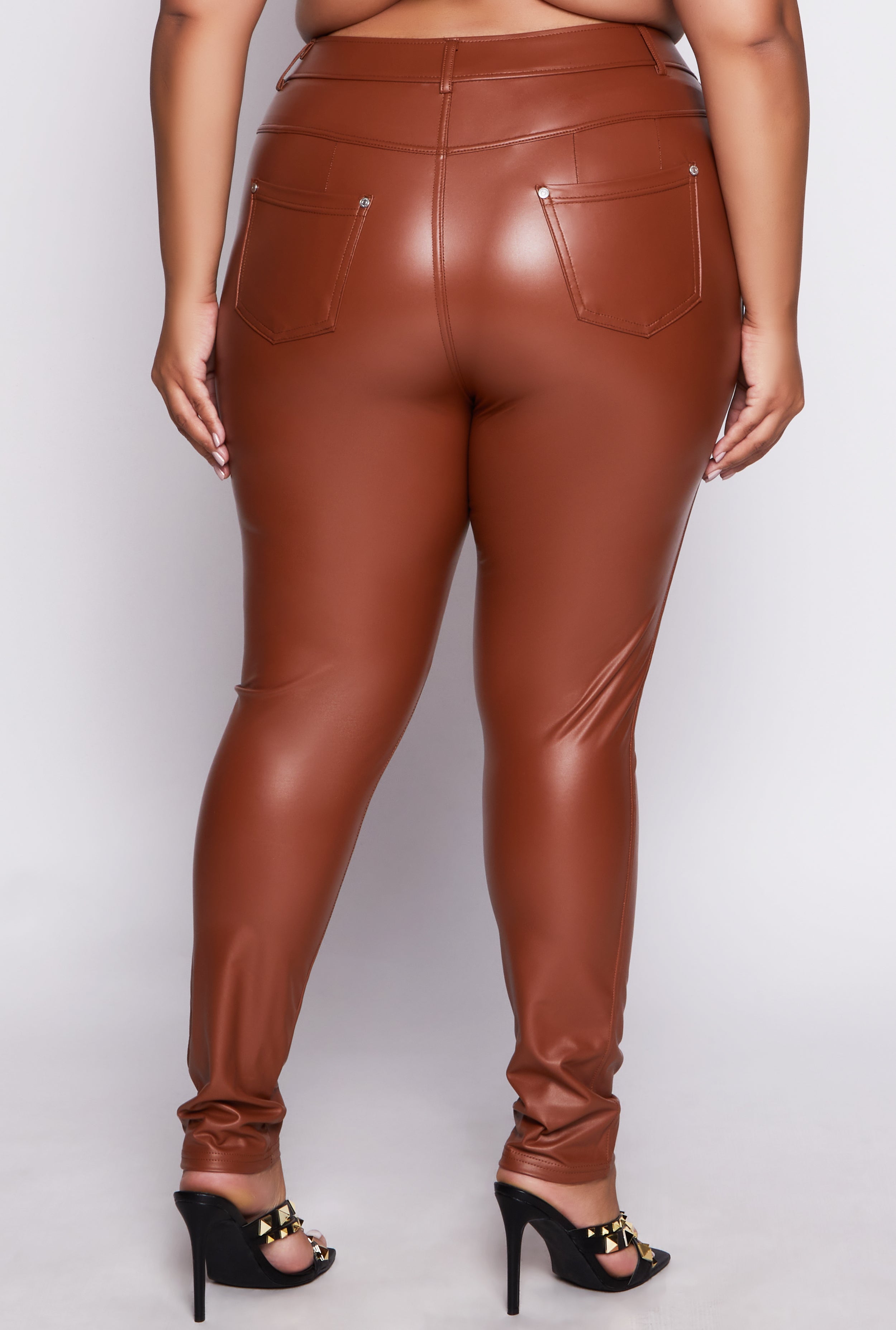 Plus Size Faux Leather High Waist Pants