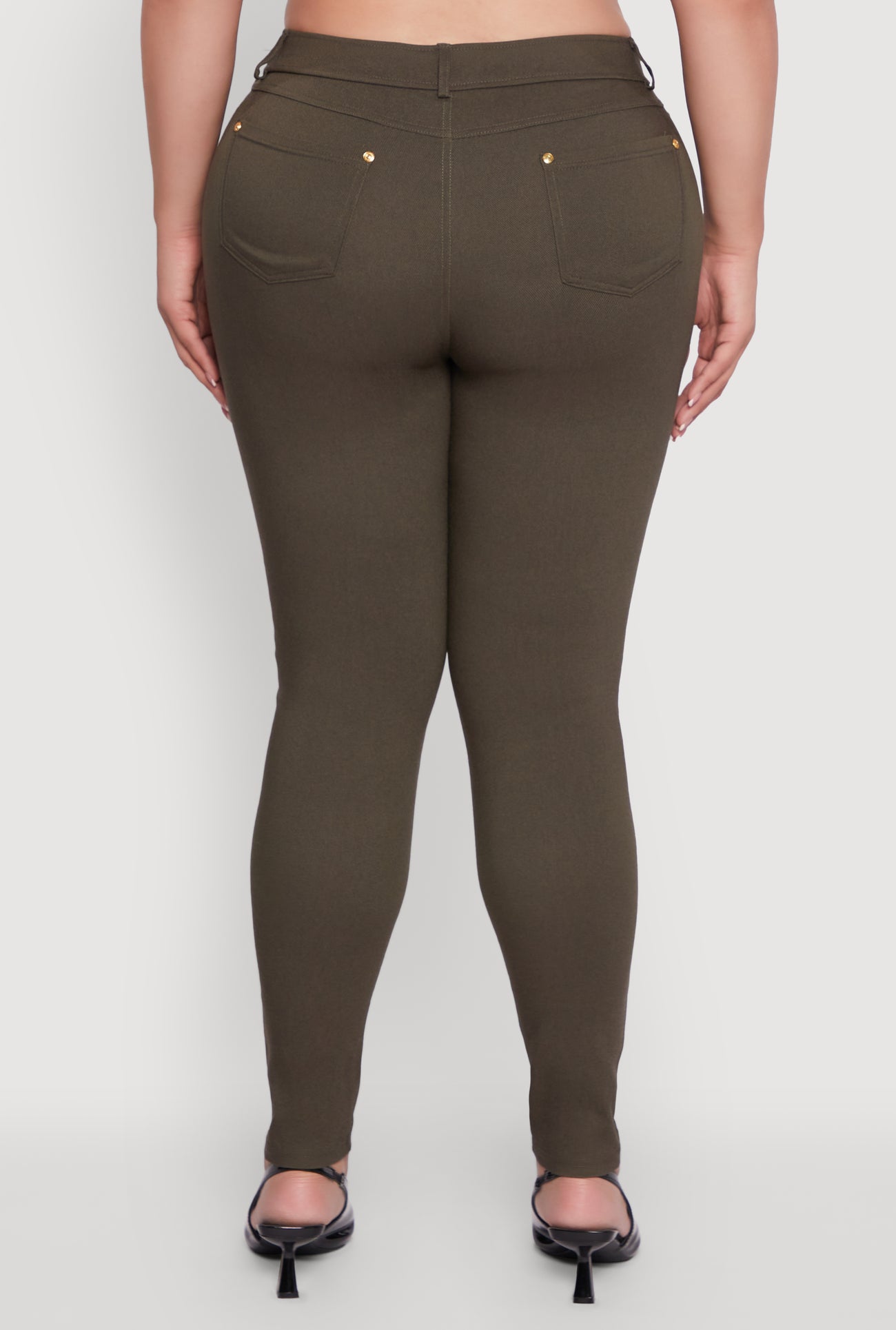 Plus Size High Waisted Skinny Moto Pants