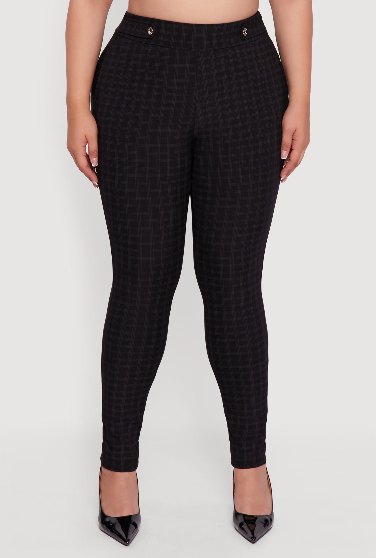 Outfits High Waisted Plaid Dress Pants Plus Size High Waisted