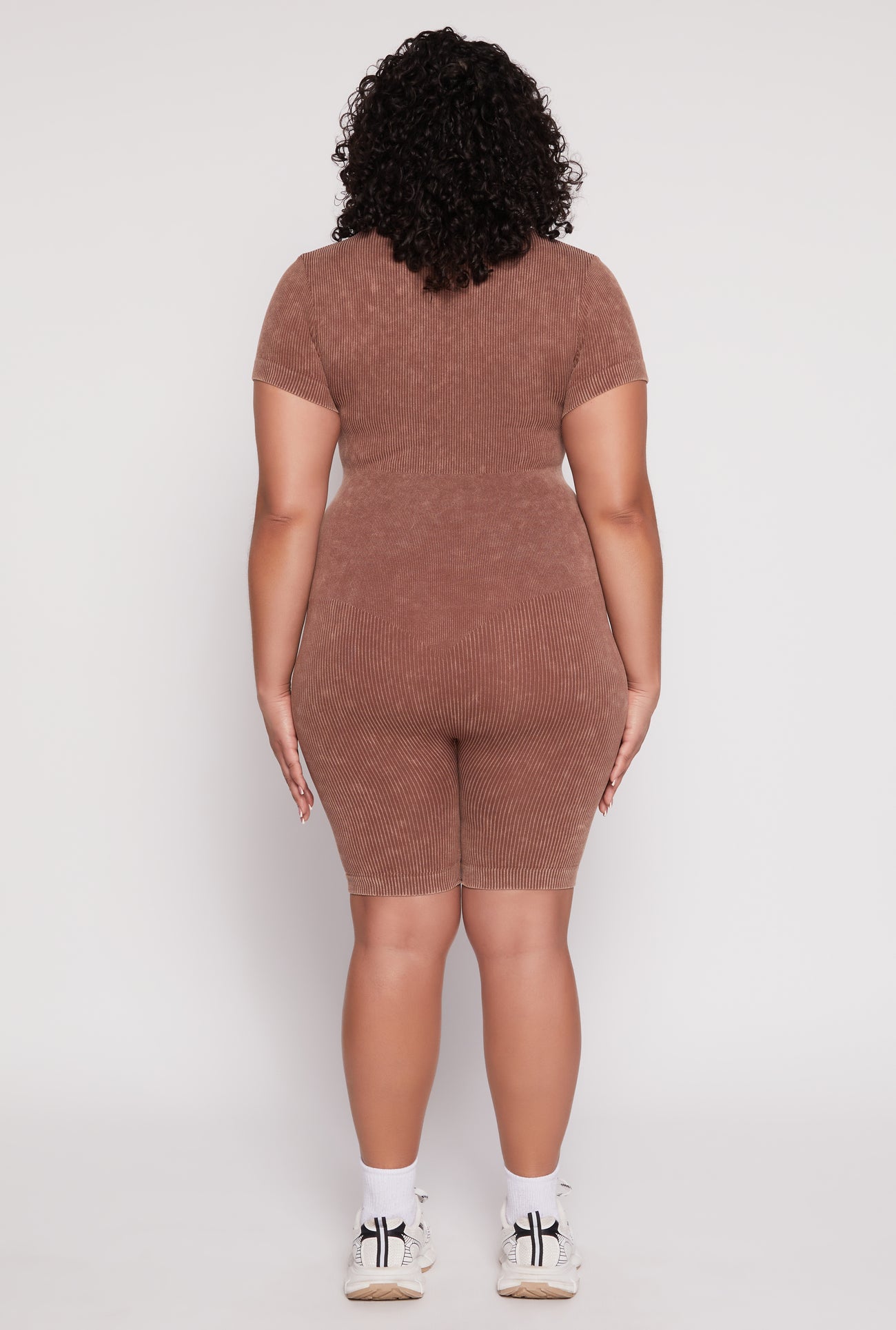 Plus Size Acid Wash Biker Romper