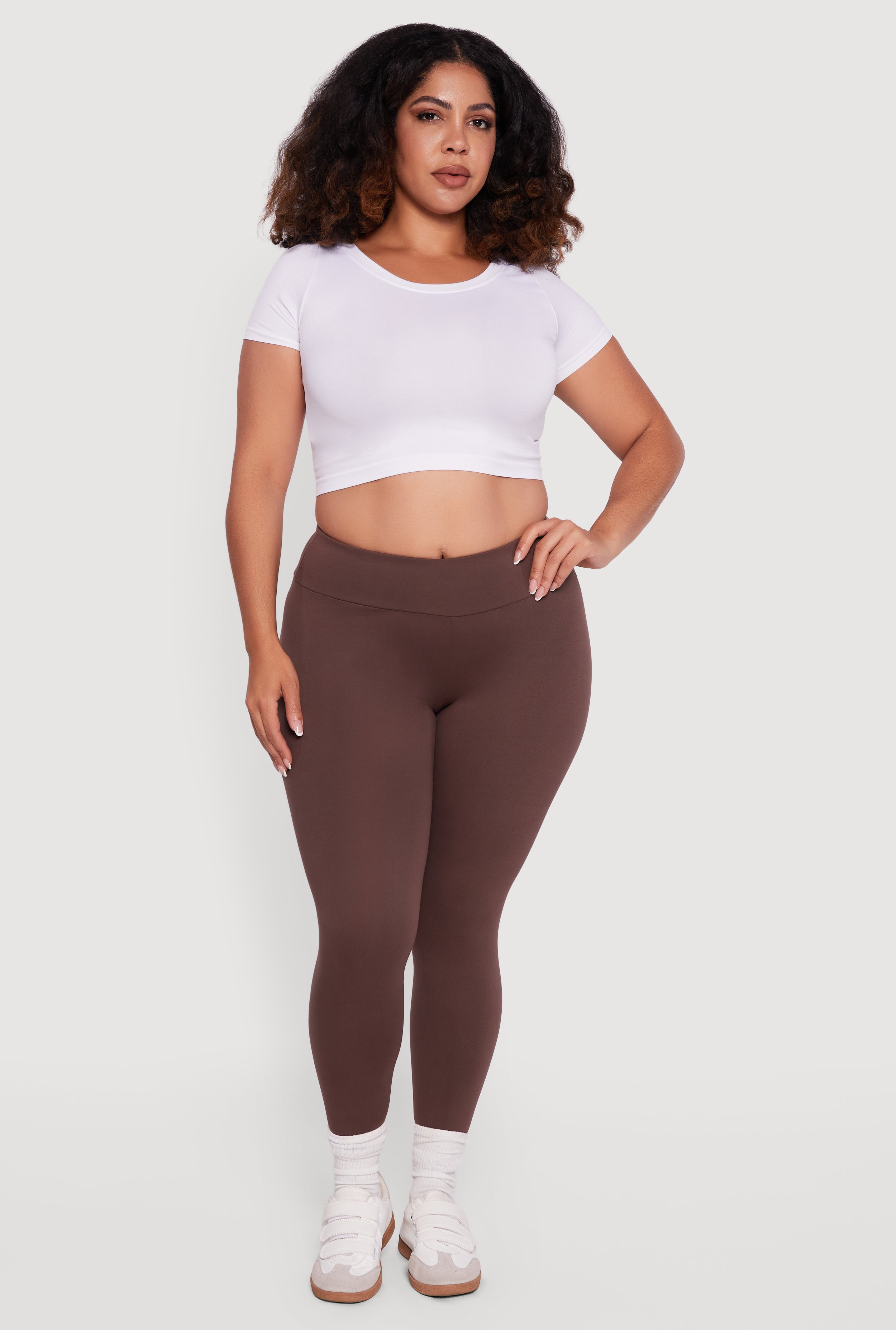 Plus Size Fleece Lined Soft Knit High Waisted Leggings