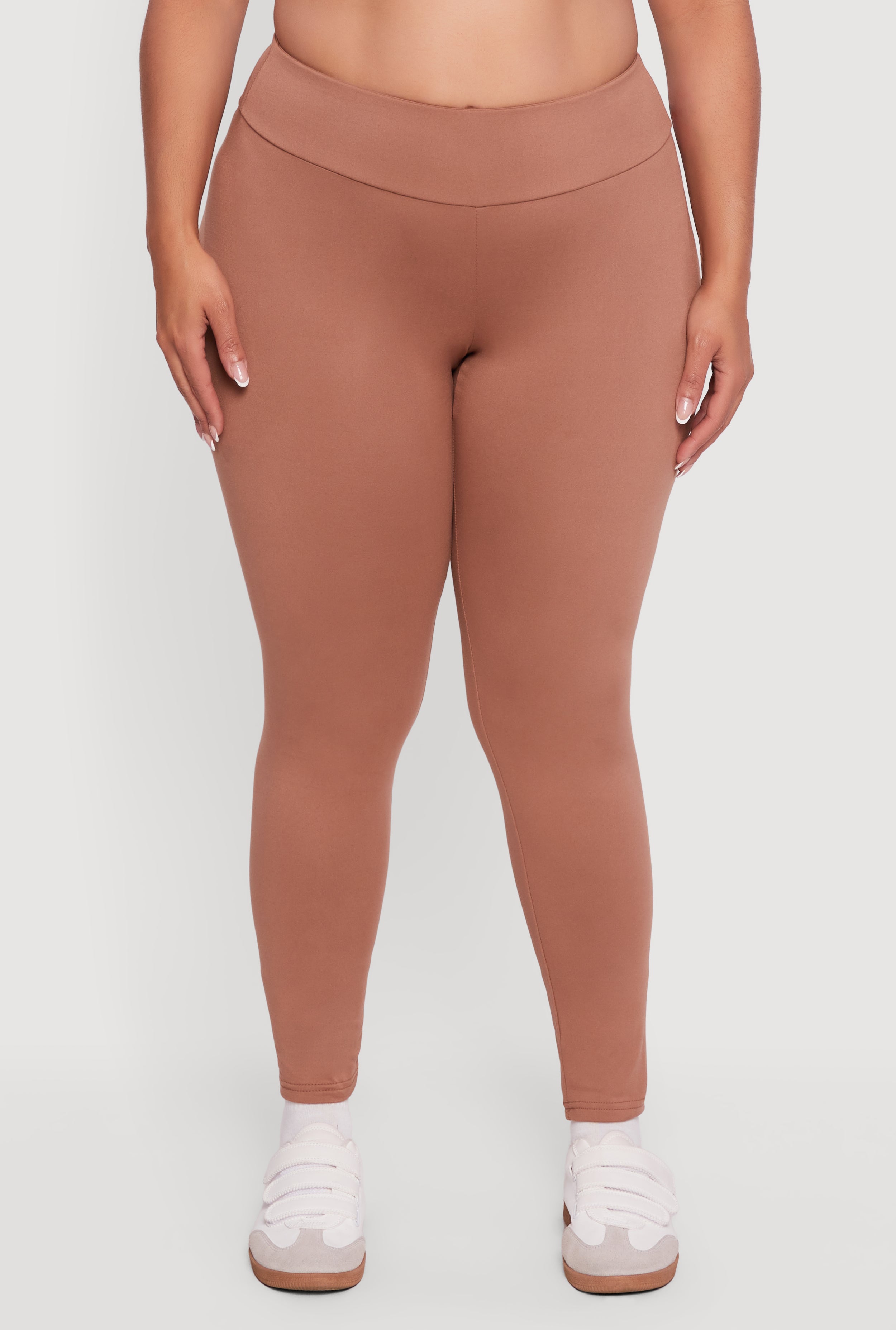 Plus Size Fleece Lined Soft Knit High Waisted Leggings