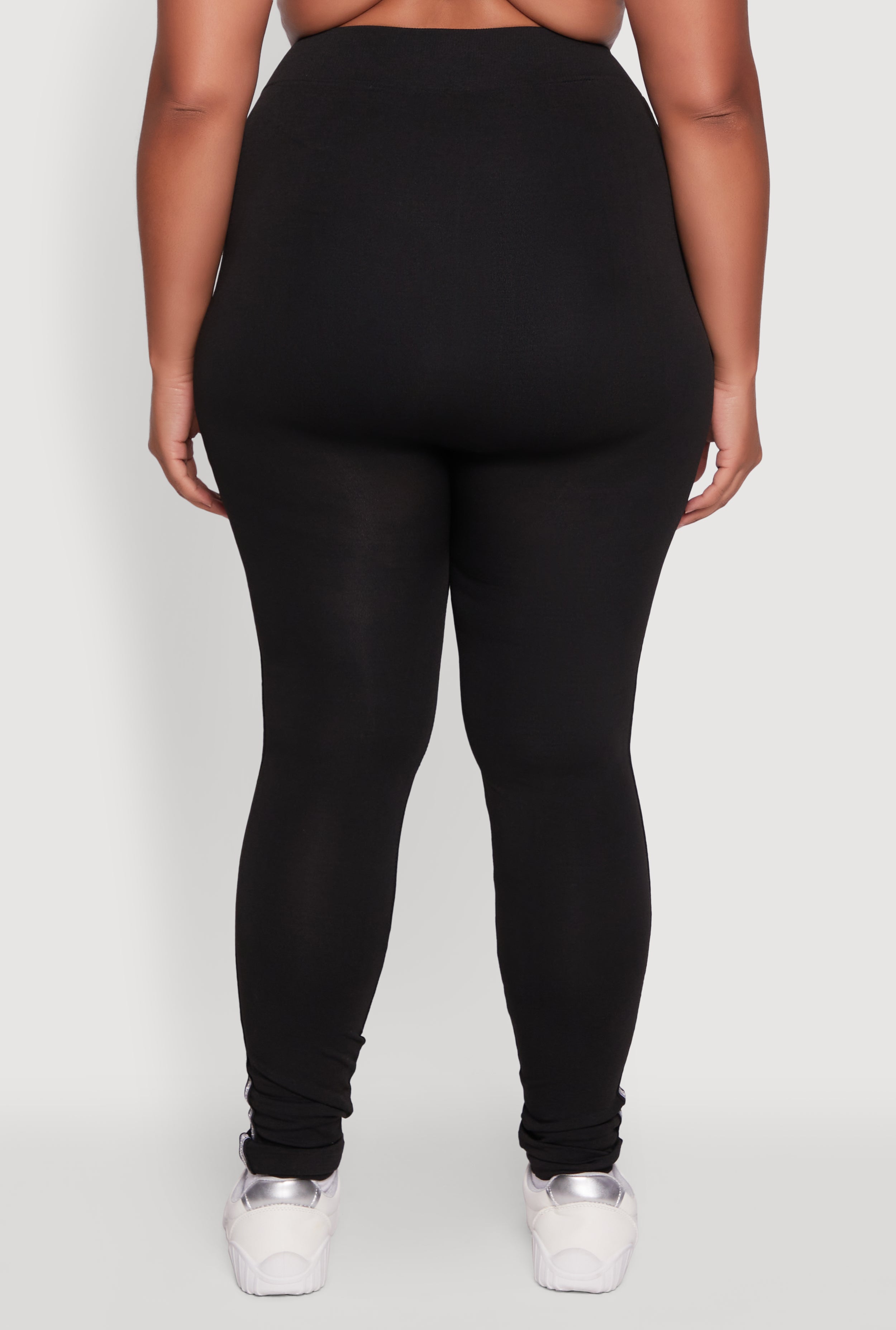 Plus Size Seamless Lurex Side Stripe Leggings
