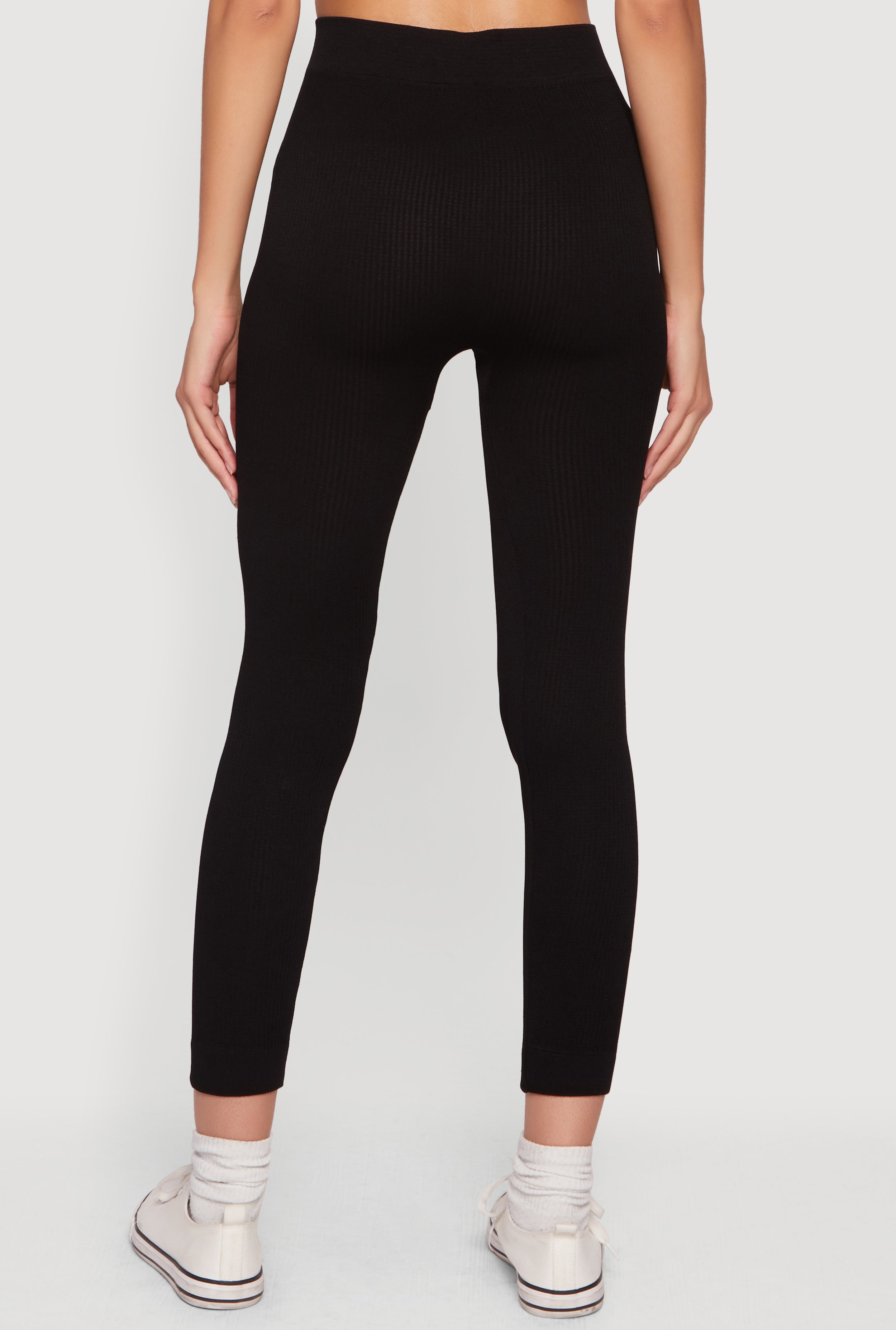 新品未使用【 RIB KNIT LEGGINGS】 High Waisted Ribbed Knit Cropped Leggings