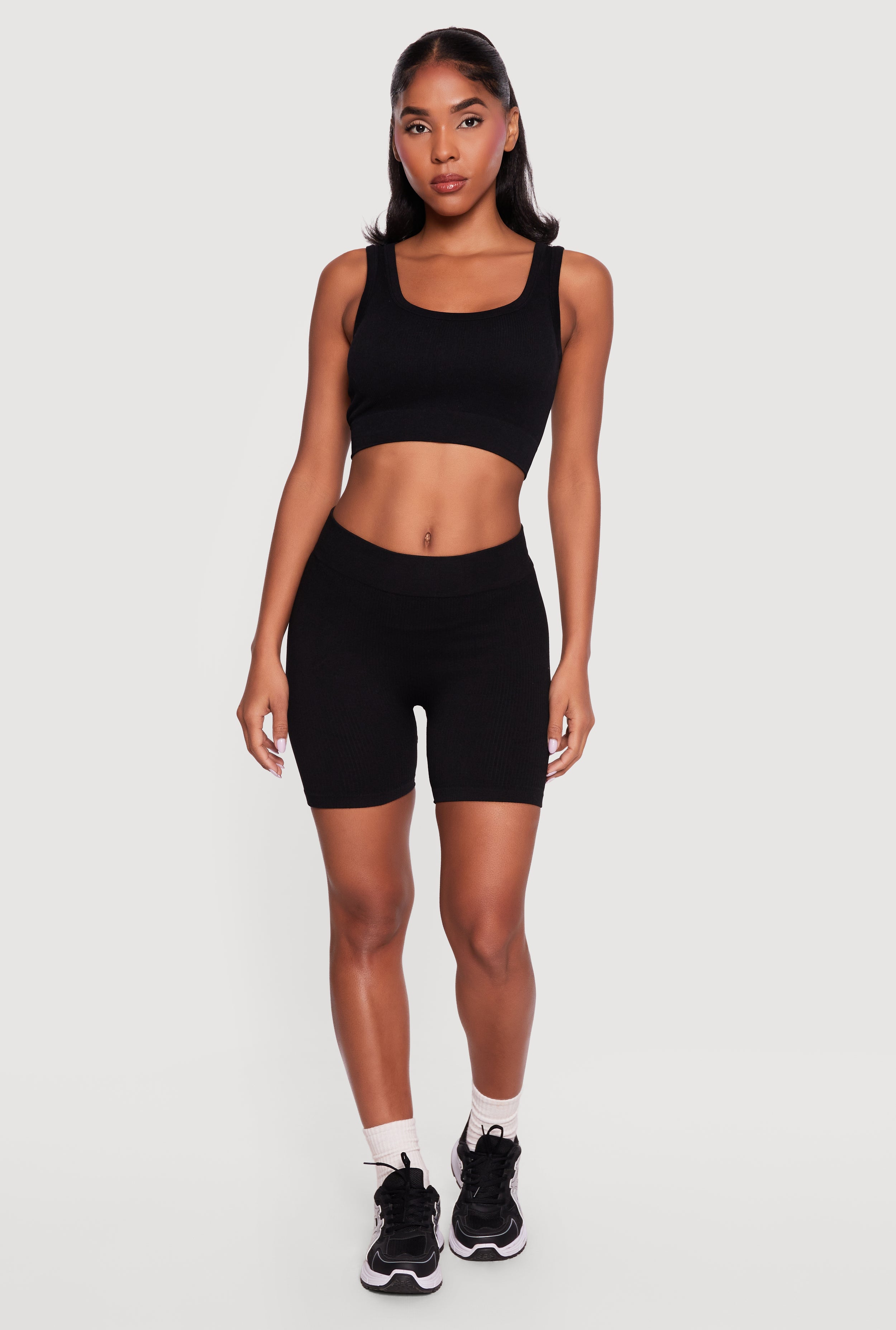 Ribbed Knit Seamless Biker Shorts