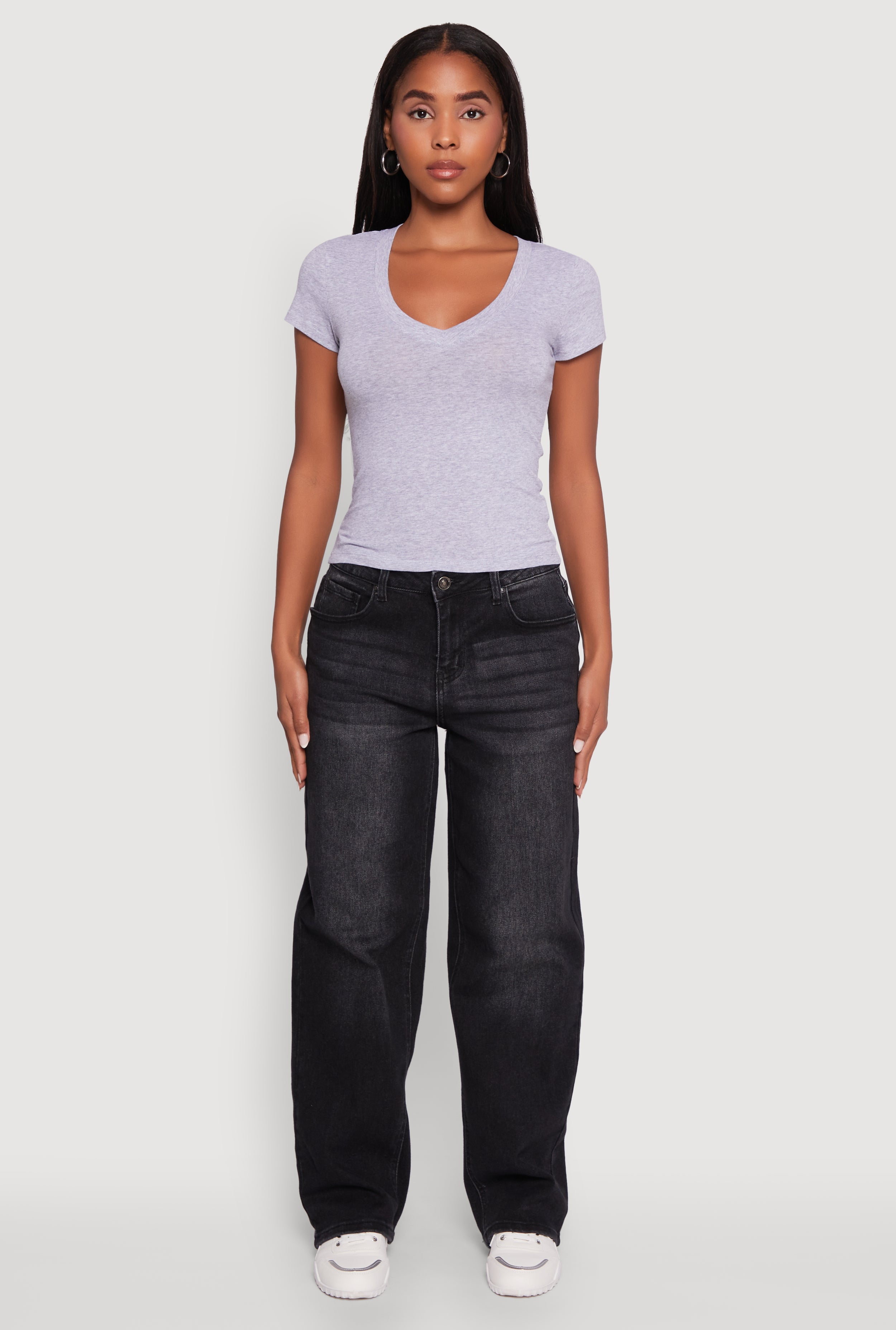 V Neck Short Sleeve Basic Tee