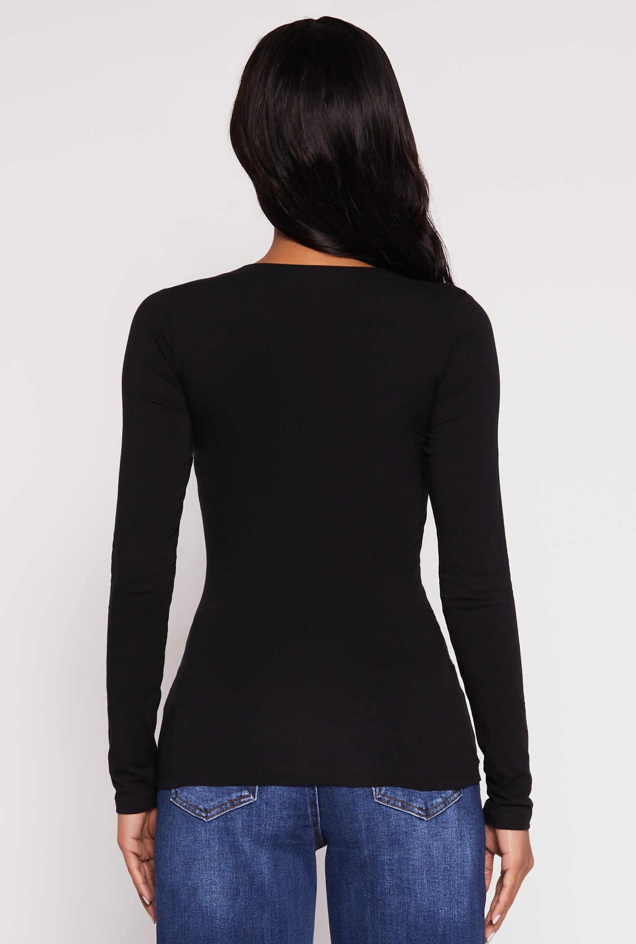 Basic Long Sleeve V Neck Tee