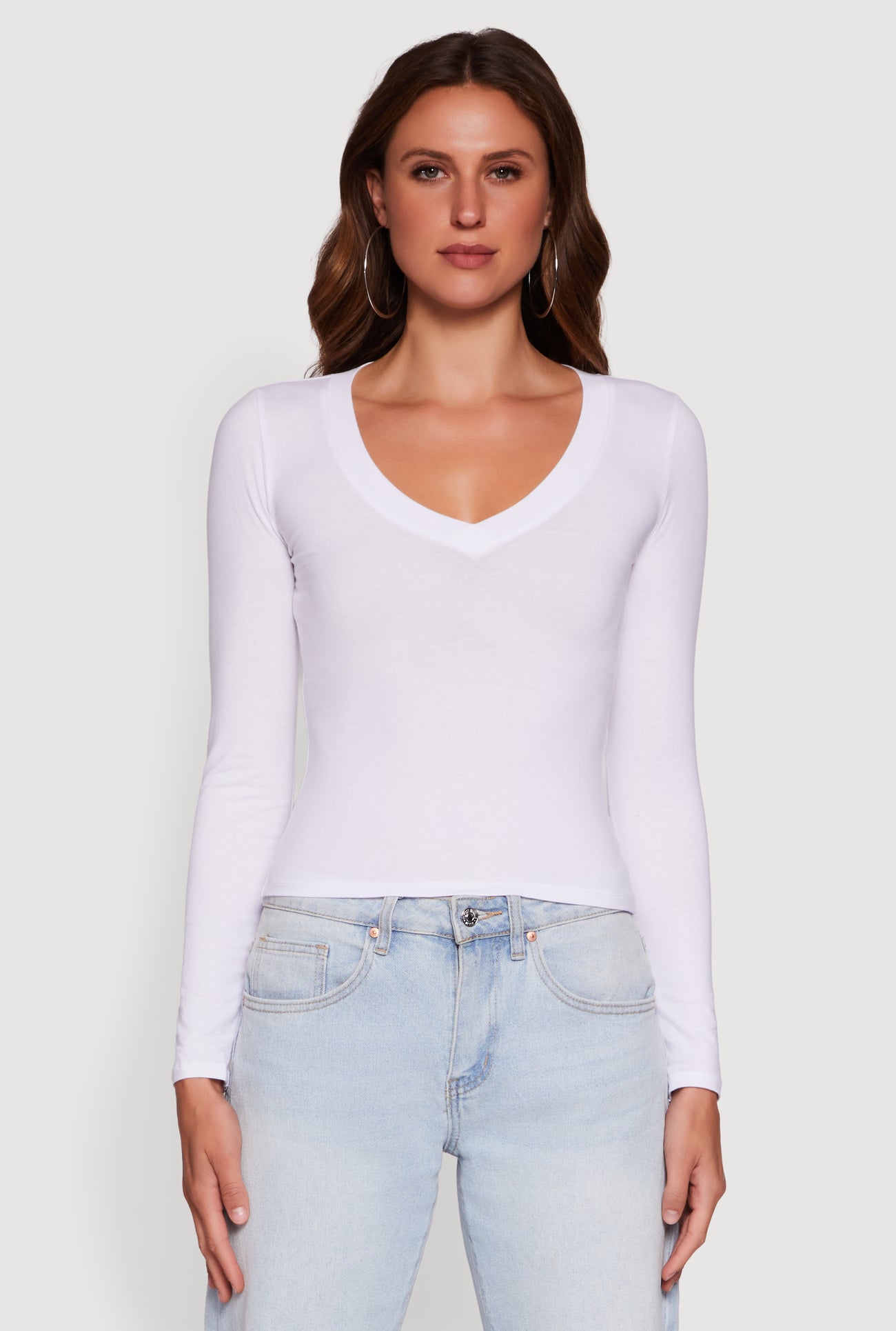 Long Sleeve V Neck Casual Tee