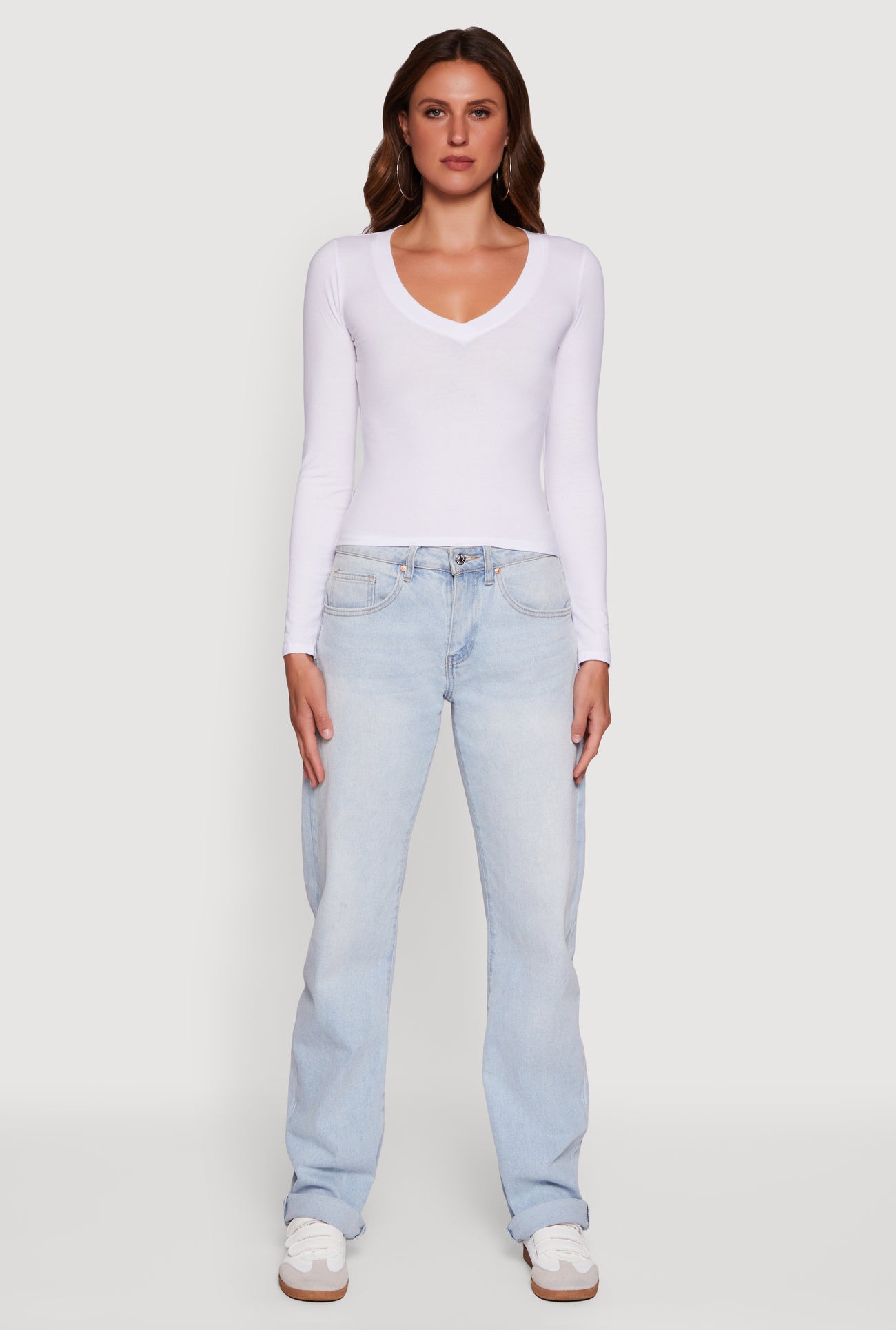 Long Sleeve V Neck Casual Tee