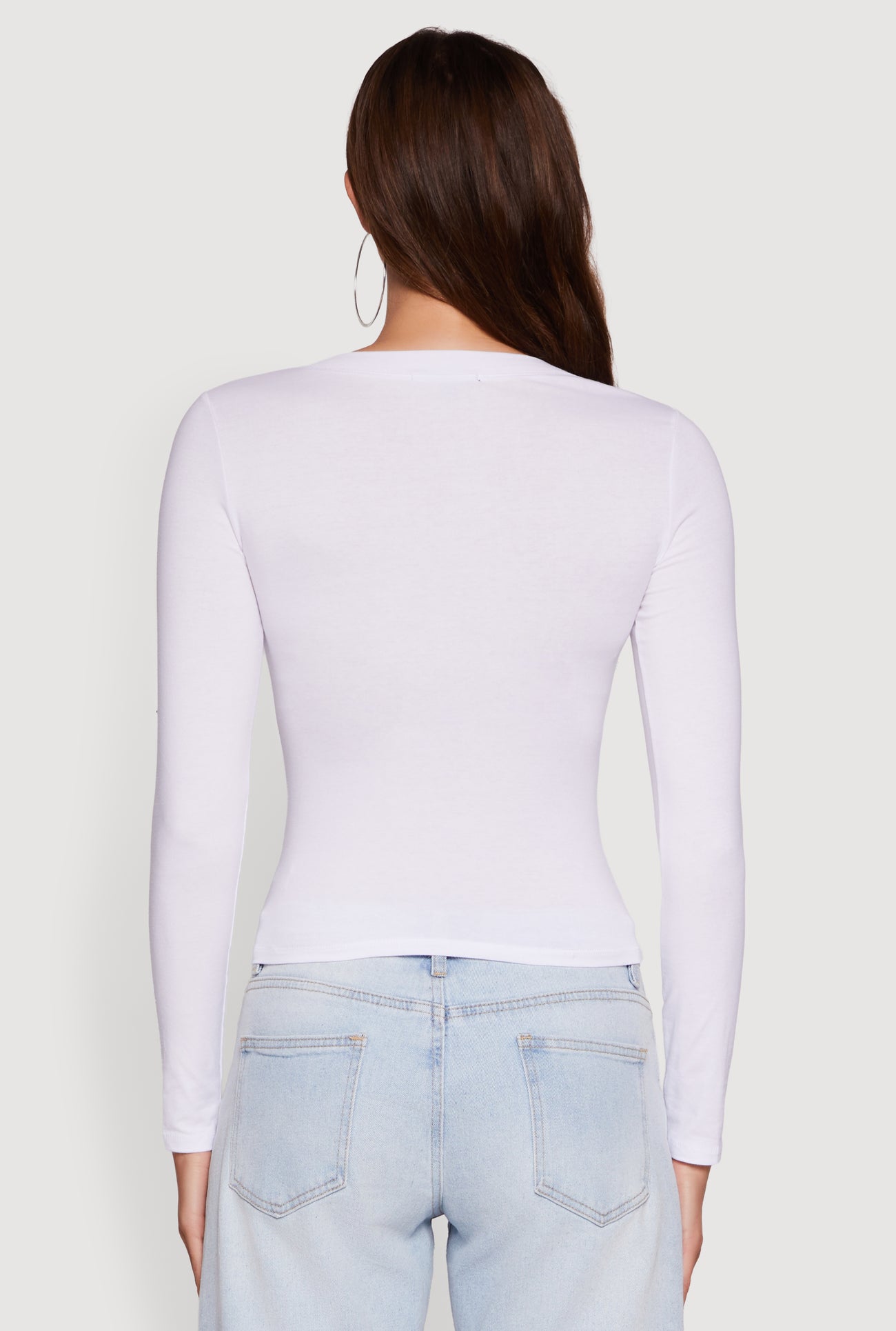 Long Sleeve V Neck Casual Tee