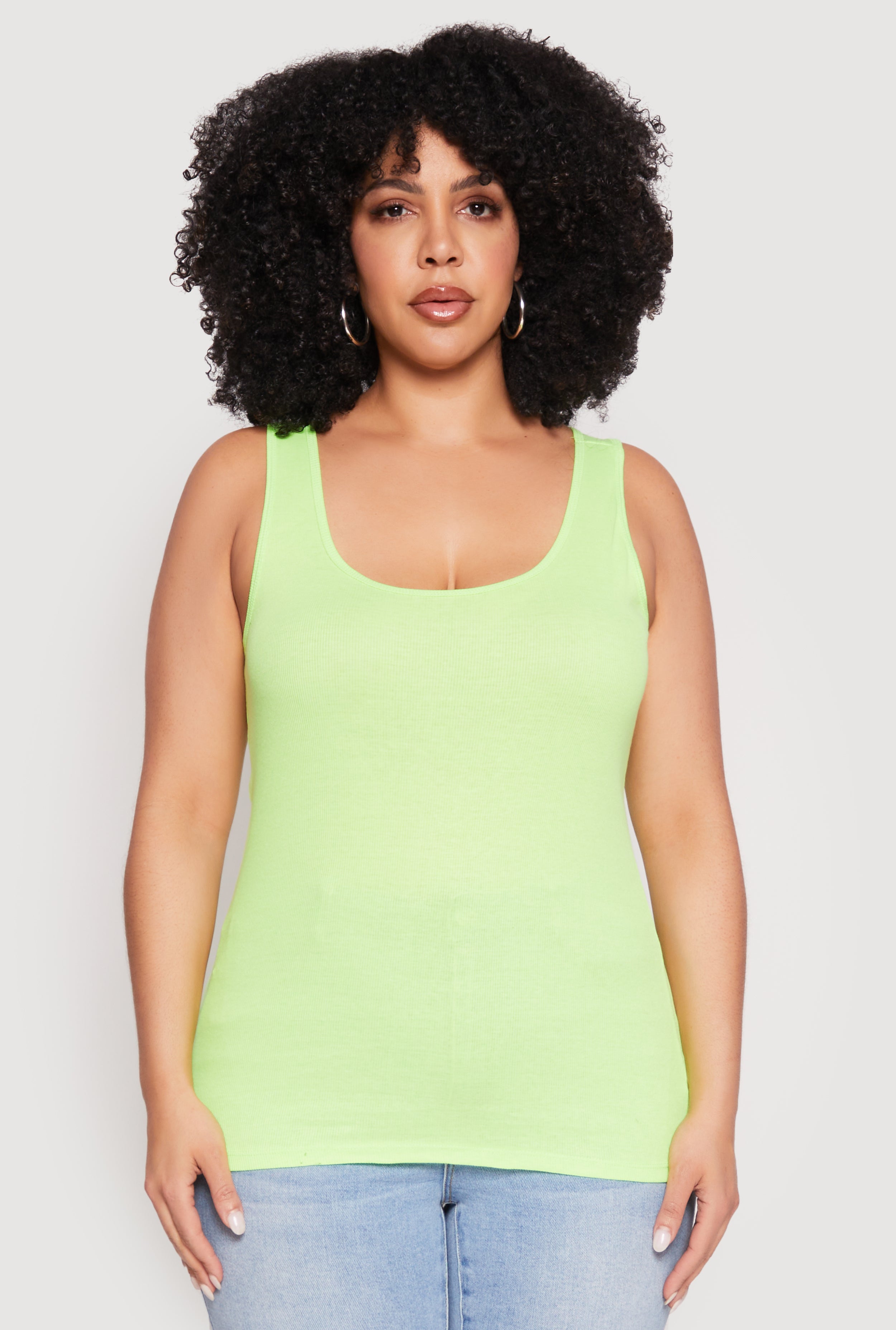 トップス RADIANT muscle ribknit Plus Size Rib Knit Tank Top