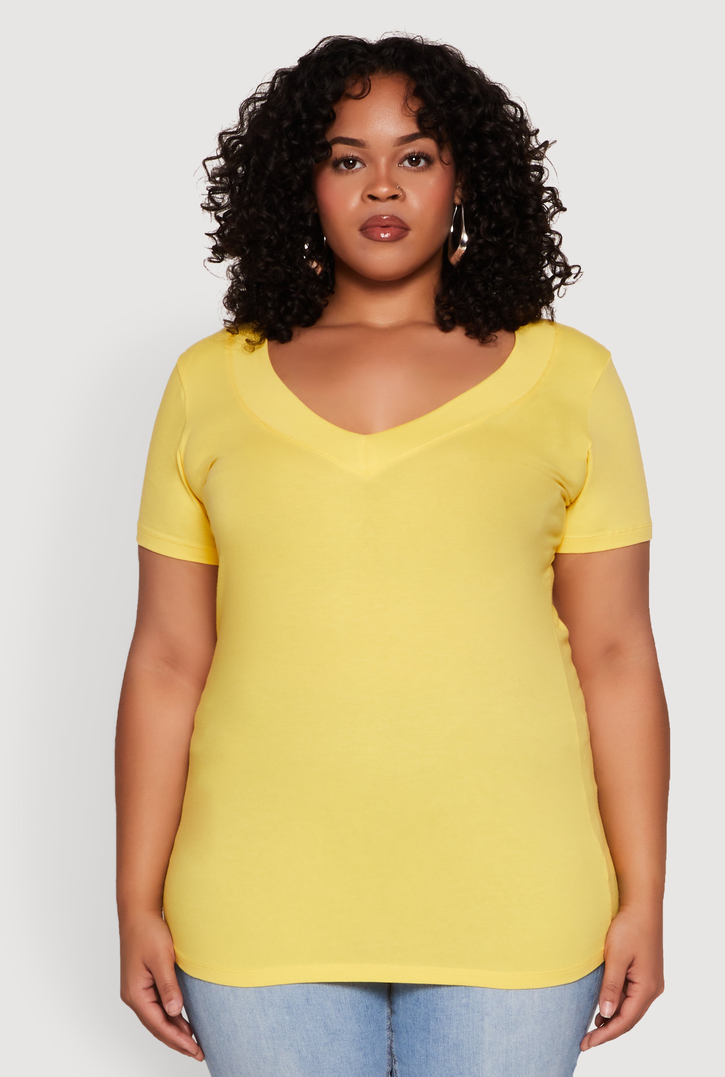 Plus Size V Neck Short Sleeve Tee