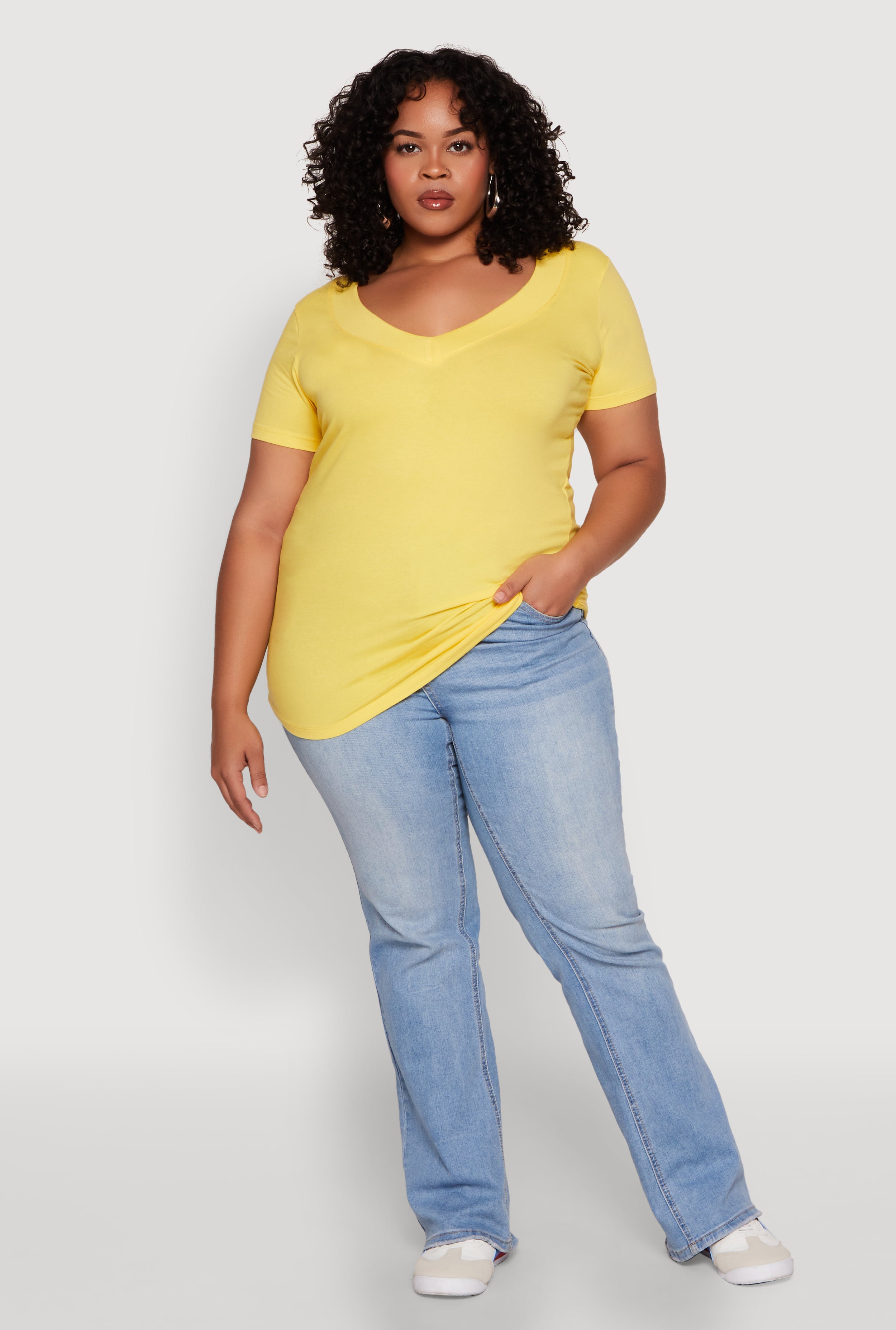 Plus Size V Neck Short Sleeve Tee
