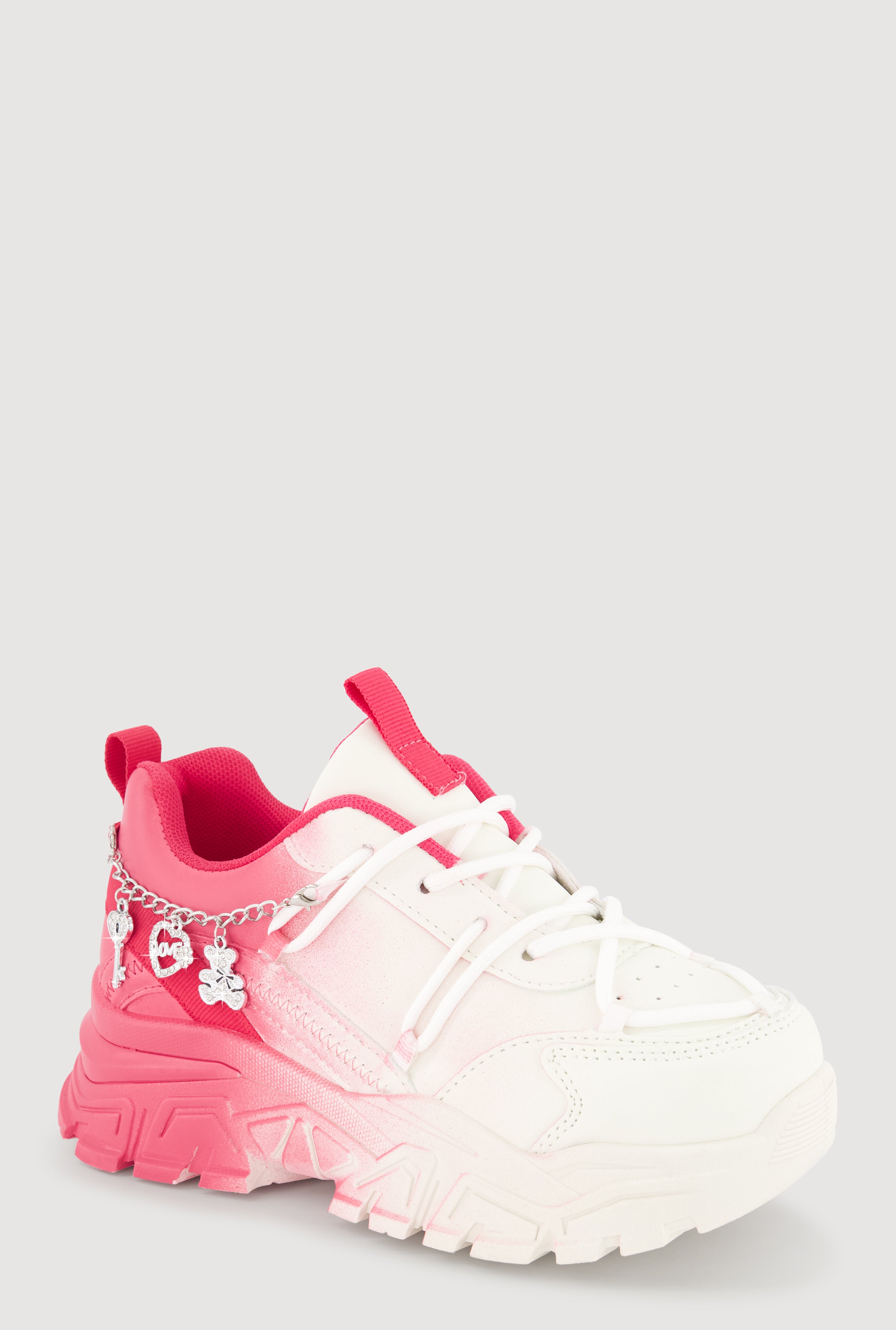 Girls Ombre Chunky Sneakers with Charm Chain Detail