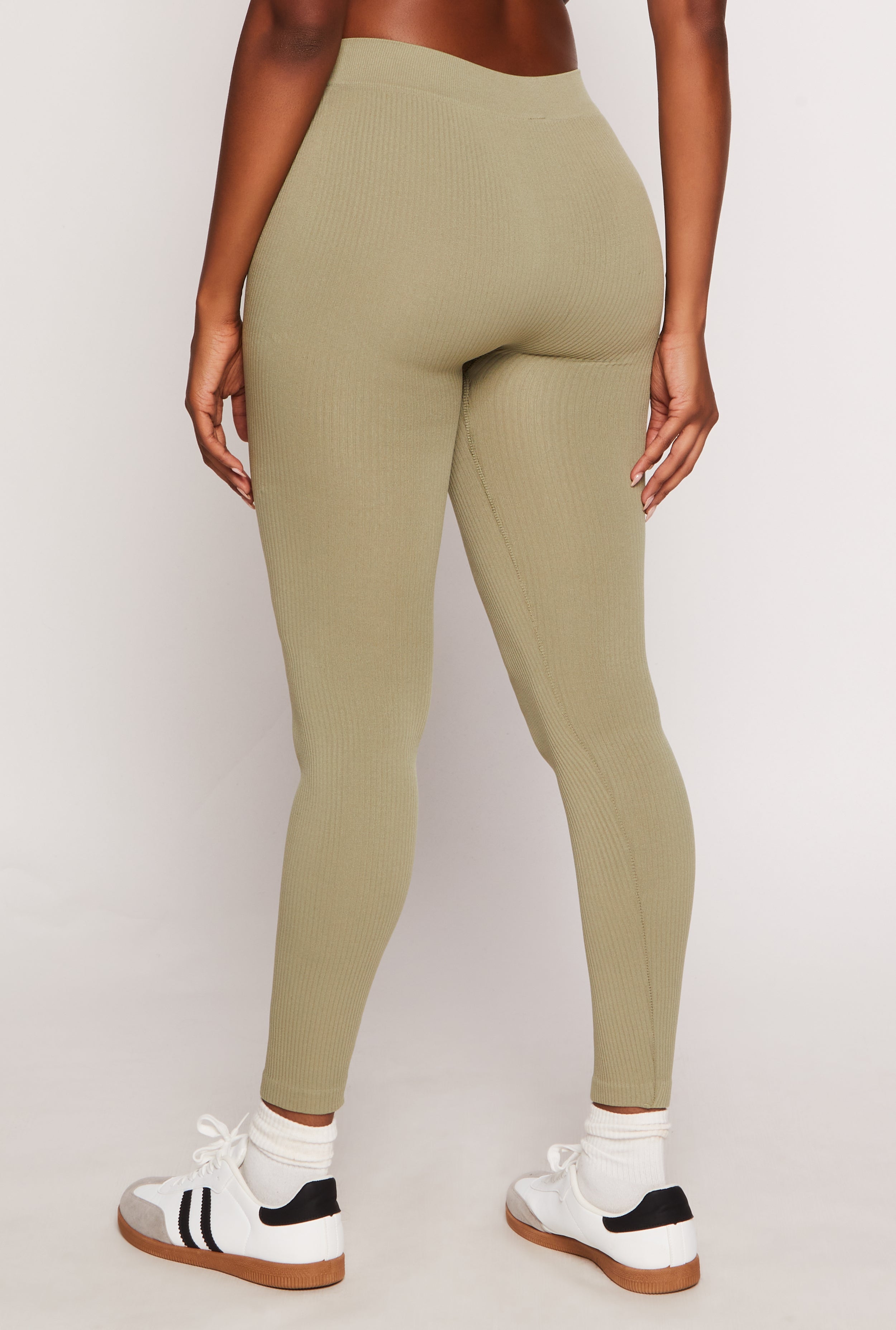 新品未使用【 RIB KNIT LEGGINGS】 Seamless Ribbed Knit Leggings
