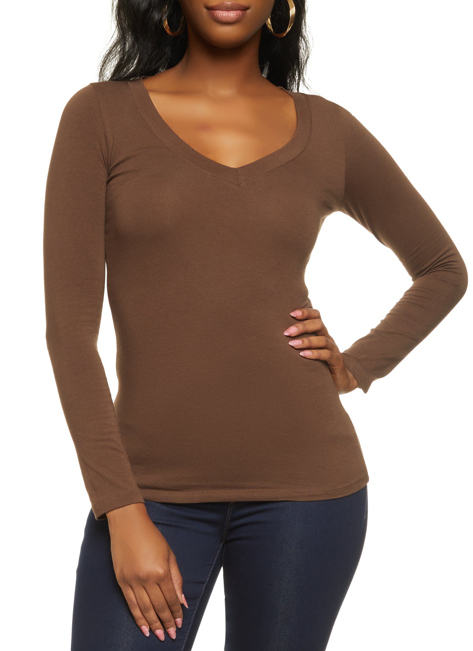 Basic V Neck Long Sleeve Top