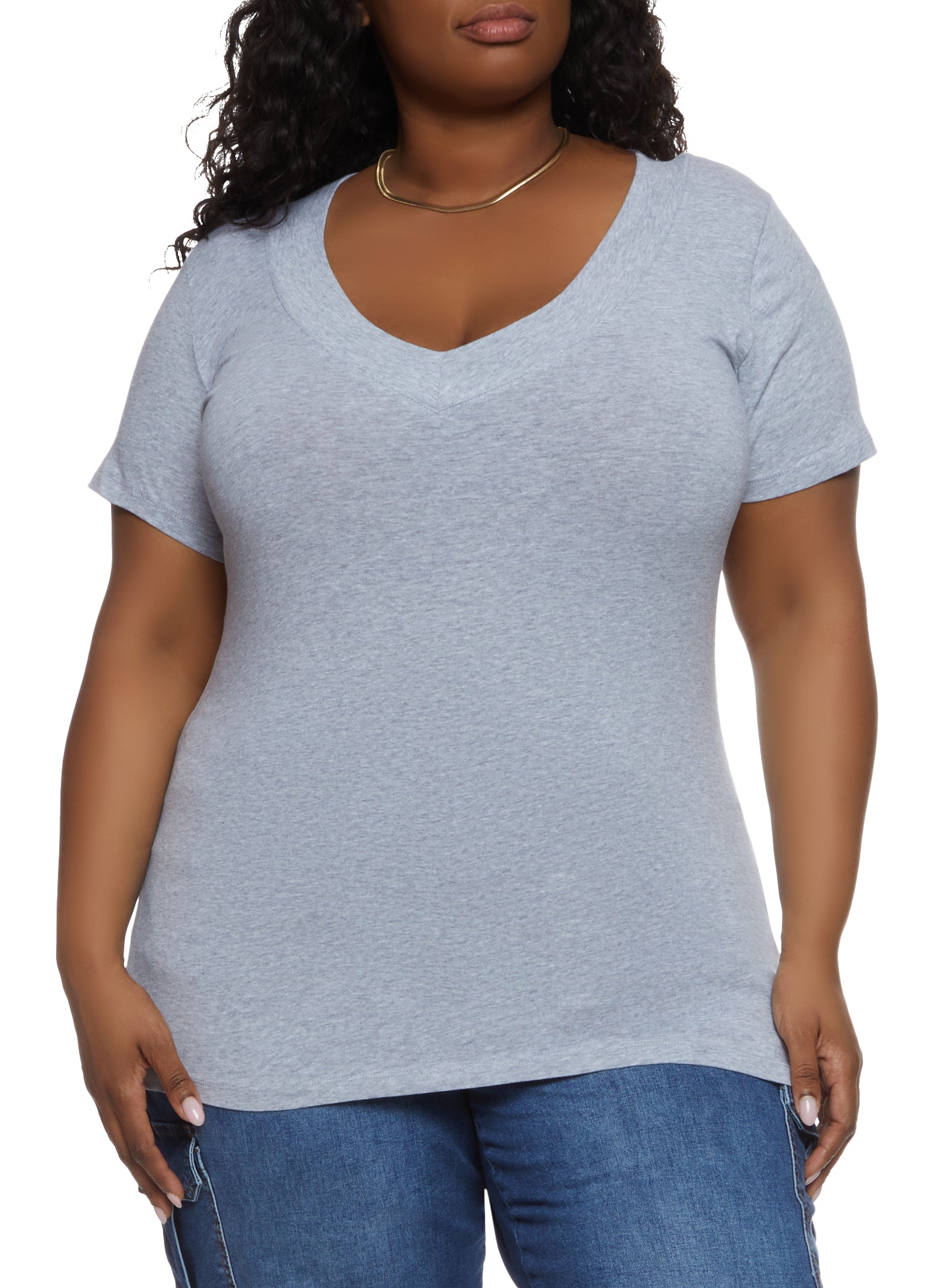 Plus Size Basic V Neck Tee