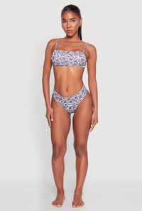 Leaf Print Bandeau Bikini Top