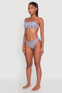 Leaf Print Bandeau Bikini Top